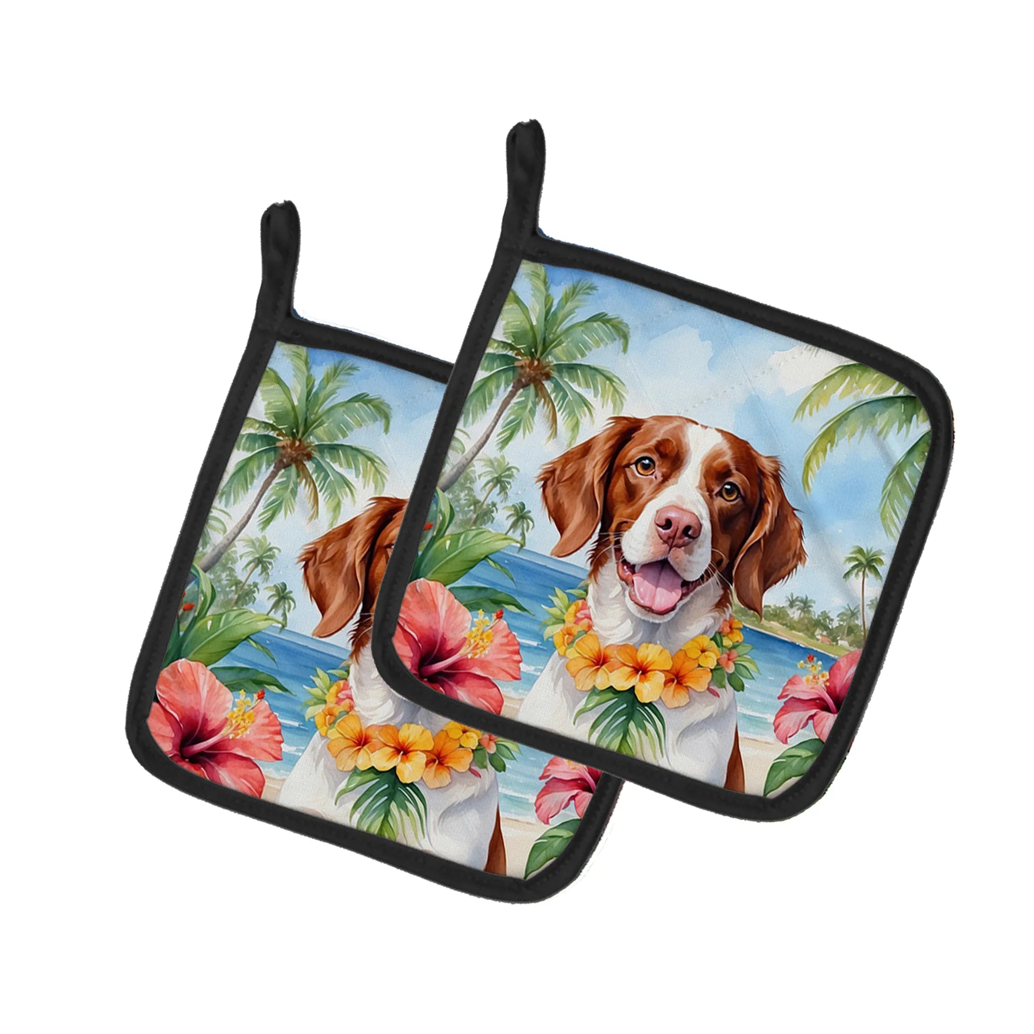 Luau Party Pair of Pot Holders - Size: 7.5HX7.5W | Pack Of: 1 | Collection name: Luau party