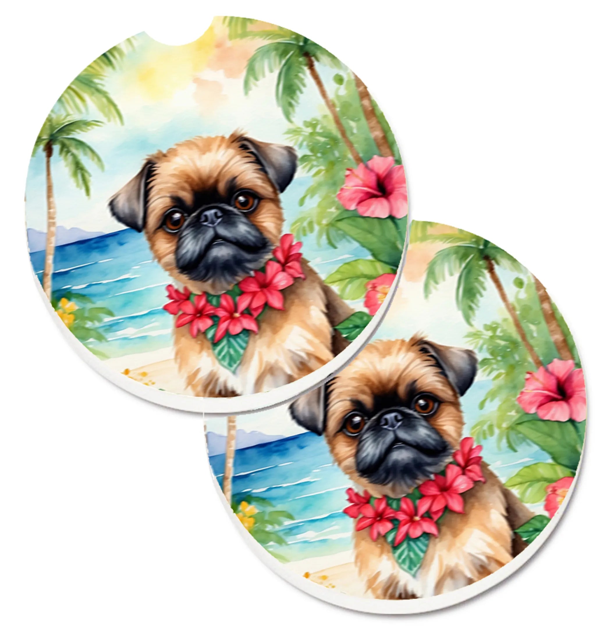 Luau Party Set of 2 Cup Holder Car Coasters - Size: 2.56 | Pack Of: 1 | Collection name: Luau party