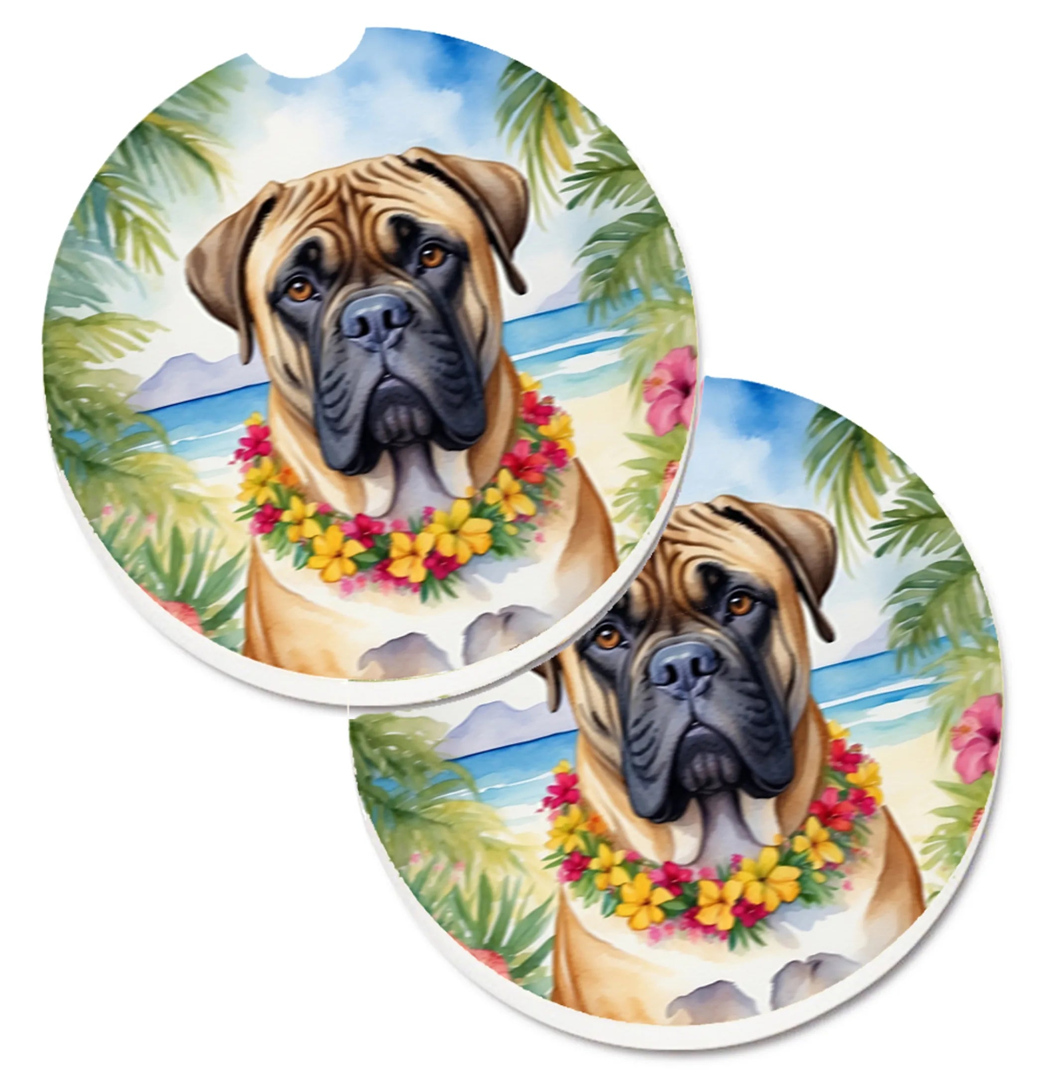 Luau Party Set of 2 Cup Holder Car Coasters - Size: 2.56 | Pack Of: 1 | Collection name: Luau party