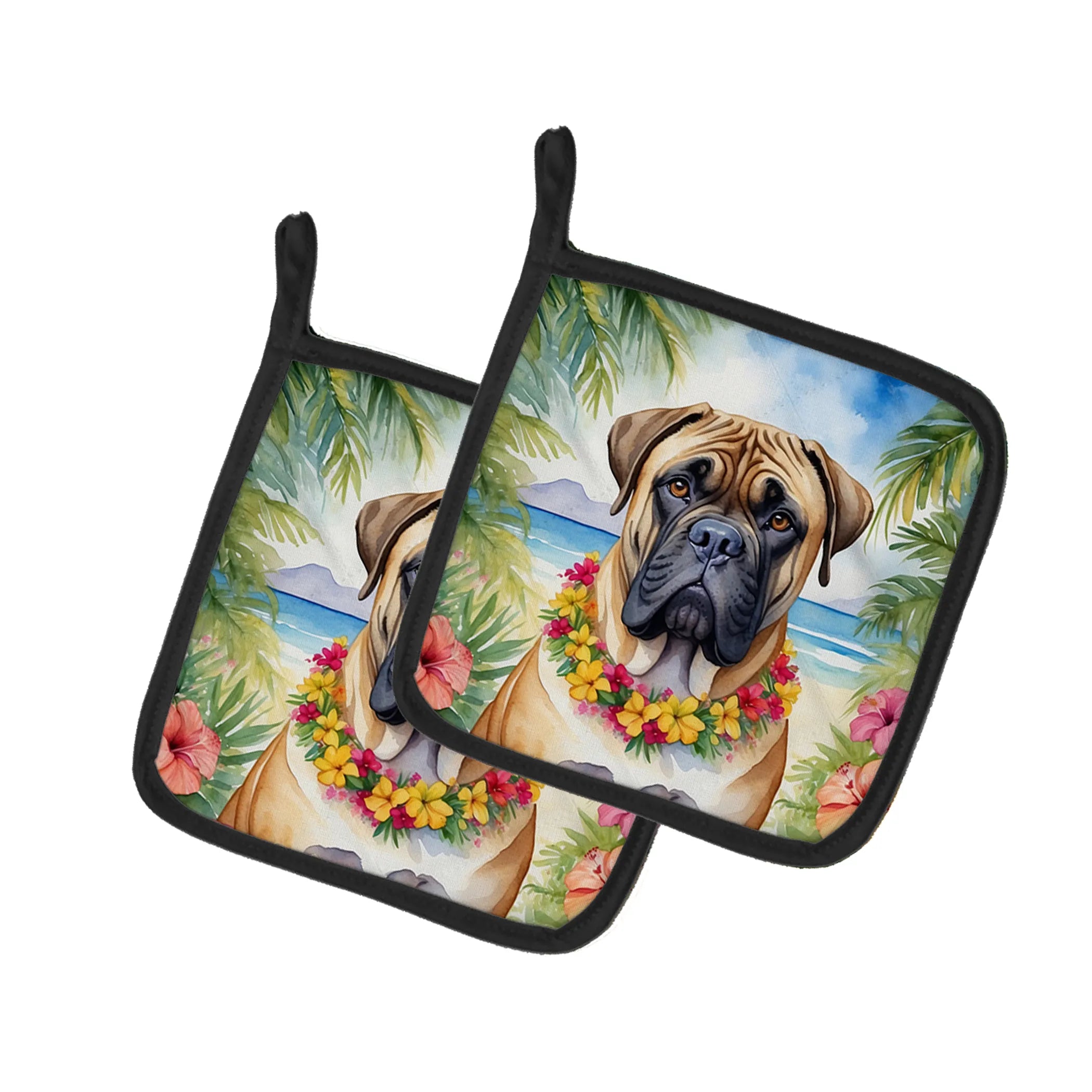 Luau Party Pair of Pot Holders - Size: 7.5HX7.5W | Pack Of: 1 | Collection name: Luau party
