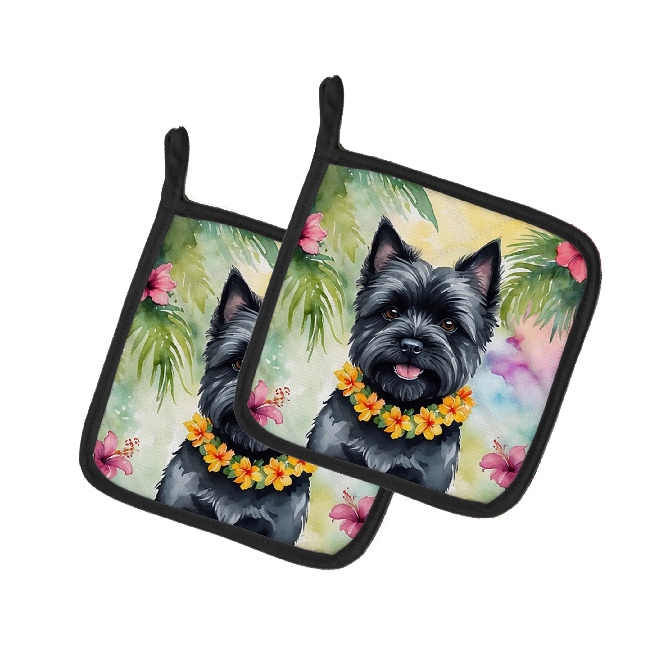 Luau Party Pair of Pot Holders - Size: 7.5HX7.5W | Pack Of: 1 | Collection name: Luau party