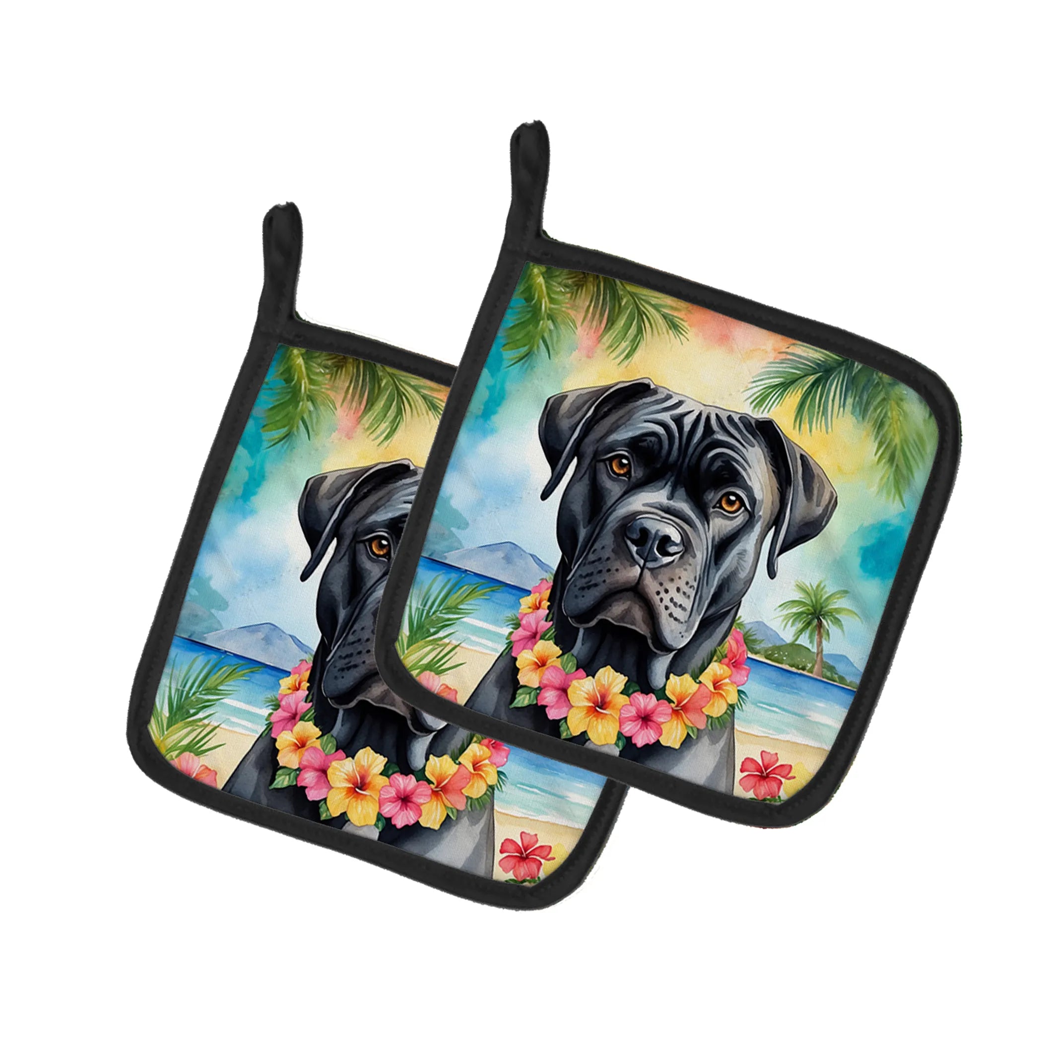 Luau Party Pair of Pot Holders - Size: 7.5HX7.5W | Pack Of: 1 | Collection name: Luau party