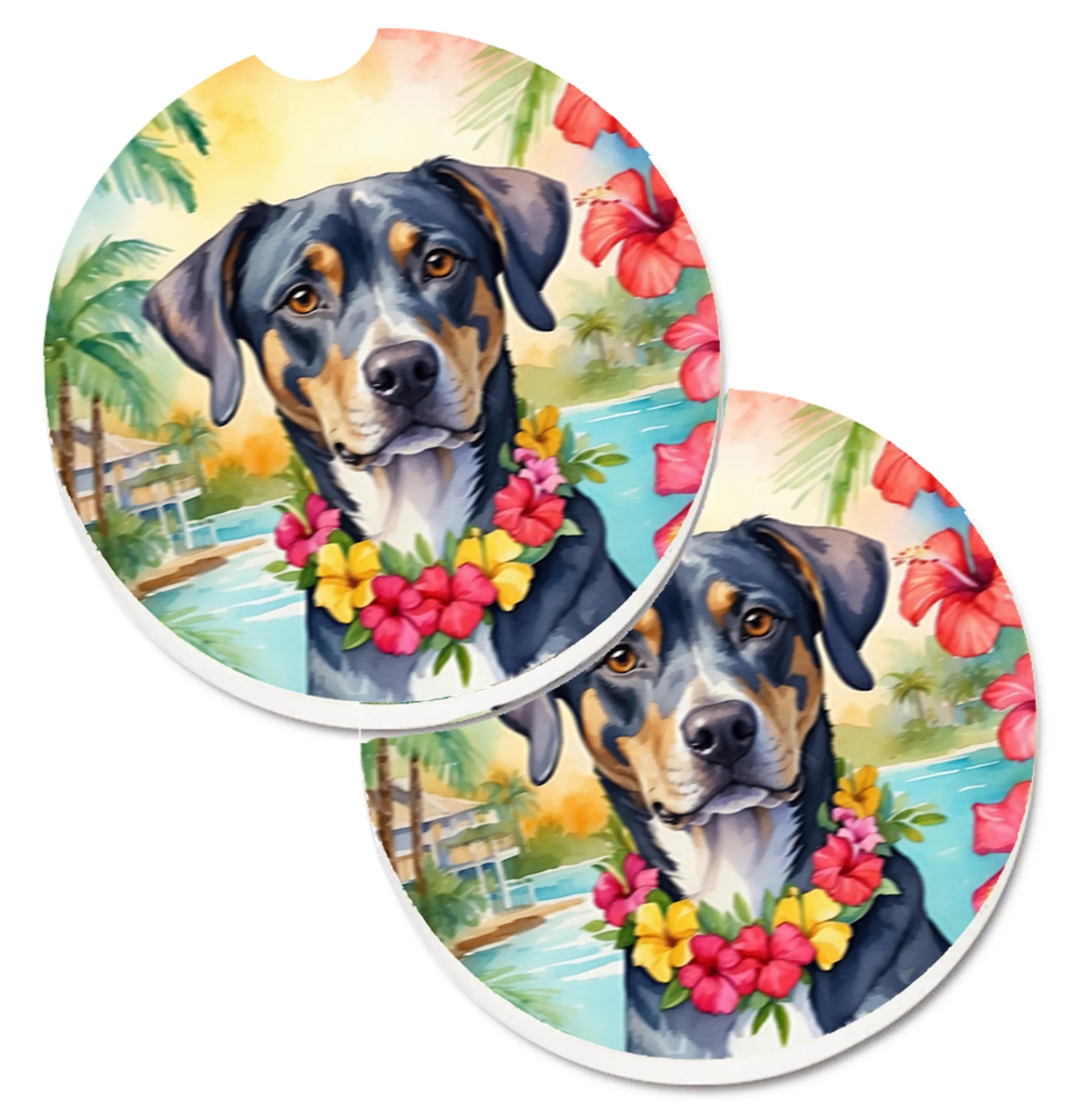 Luau Party Set of 2 Cup Holder Car Coasters - Size: 2.56 | Pack Of: 1 | Collection name: Luau party