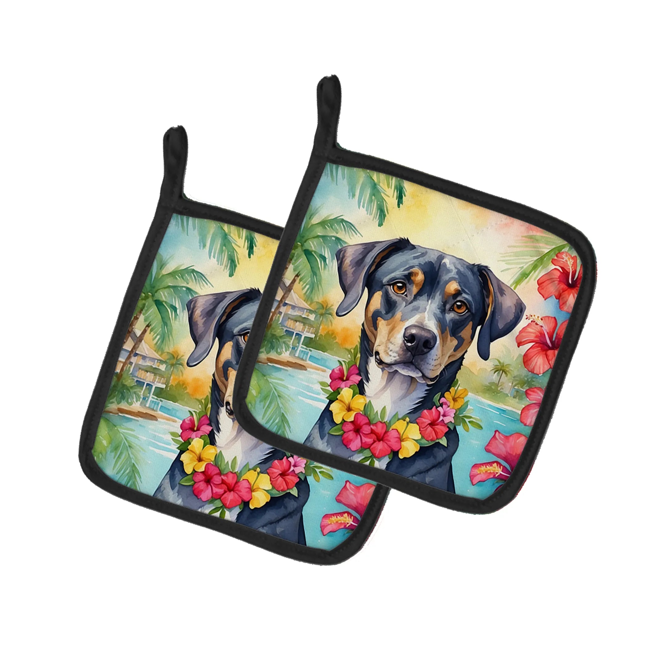 Luau Party Pair of Pot Holders - Size: 7.5HX7.5W | Pack Of: 1 | Collection name: Luau party