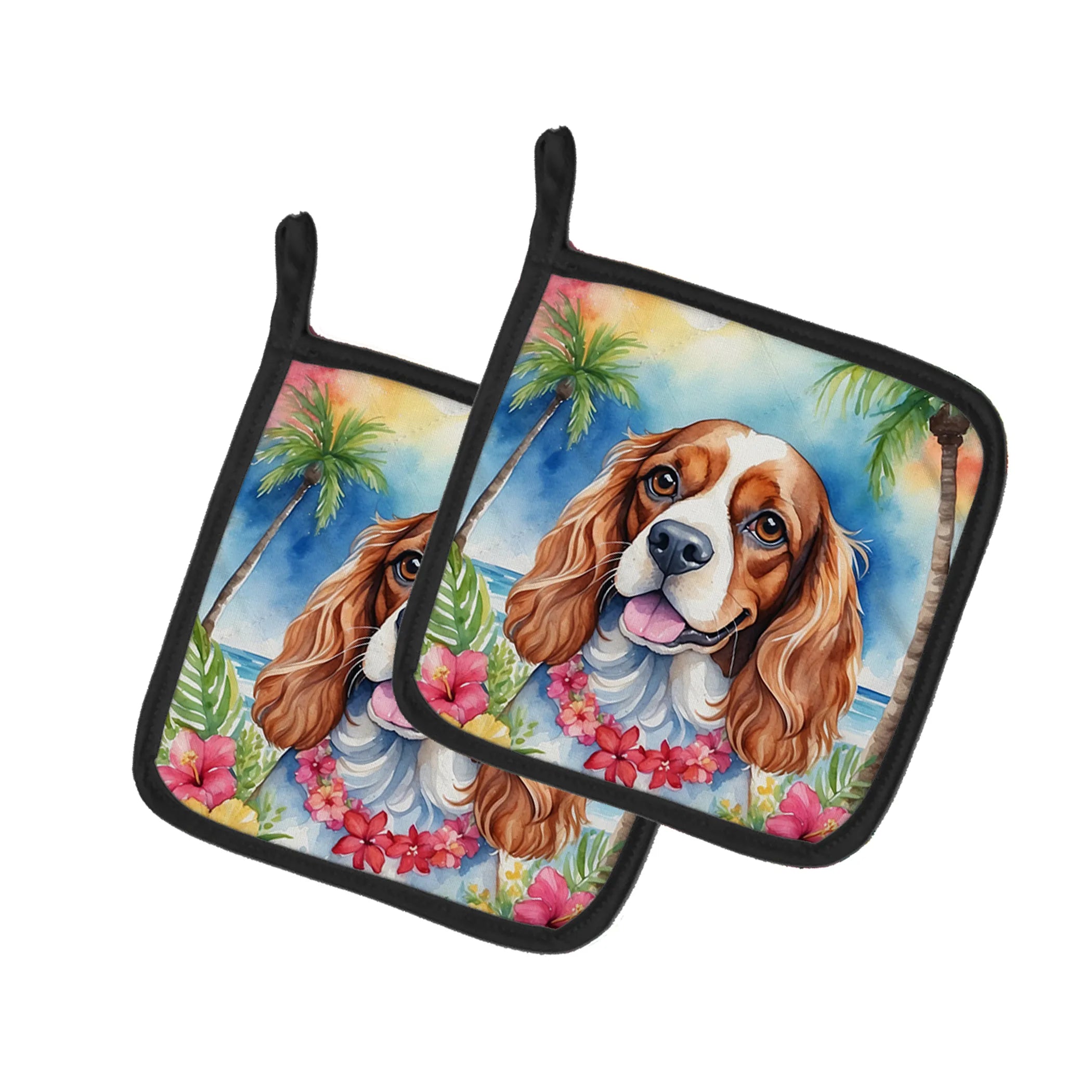 Luau Party Pair of Pot Holders - Size: 7.5HX7.5W | Pack Of: 1 | Collection name: Luau party
