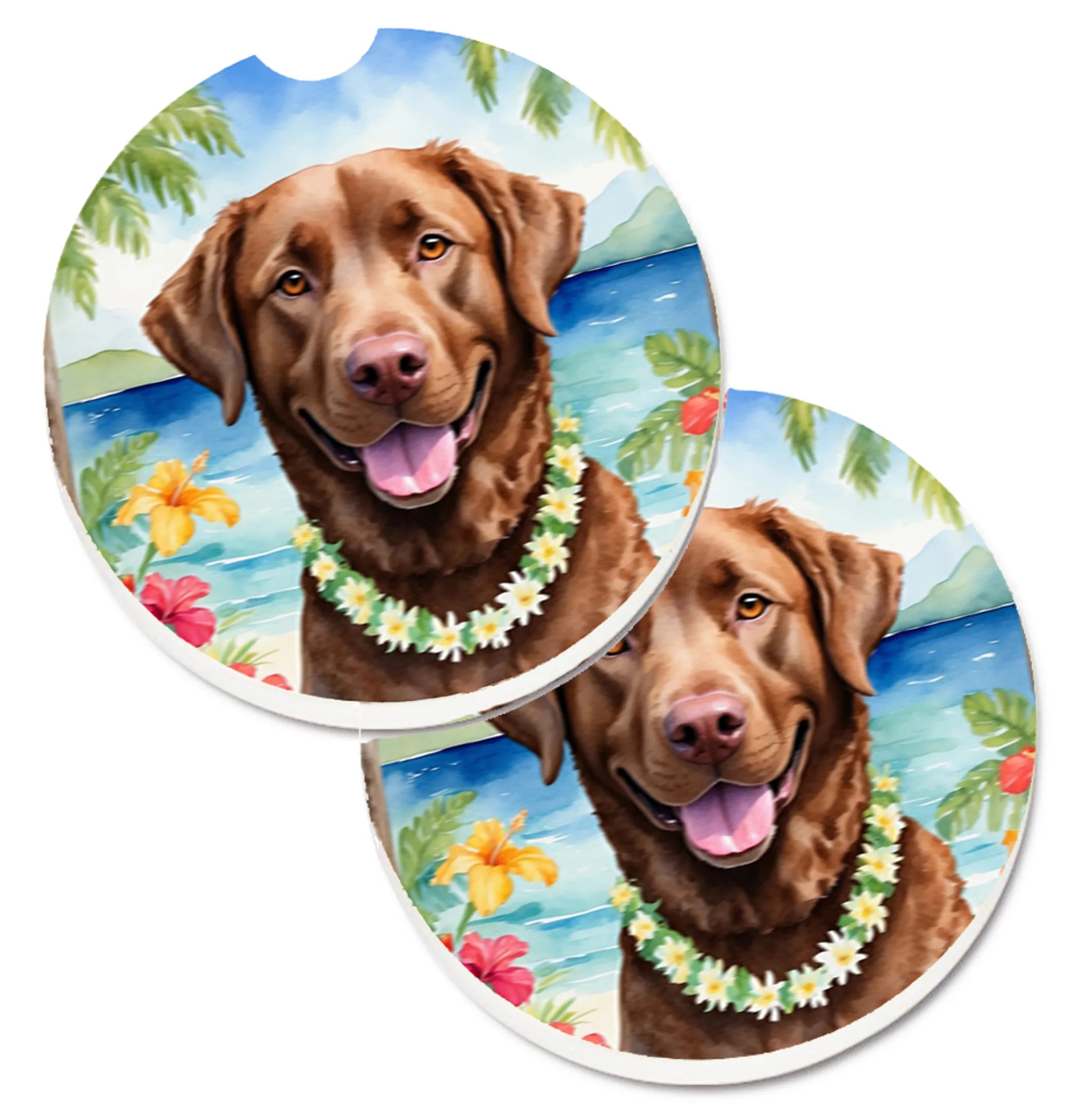 Luau Party Set of 2 Cup Holder Car Coasters - Size: 2.56 | Pack Of: 1 | Collection name: Luau party
