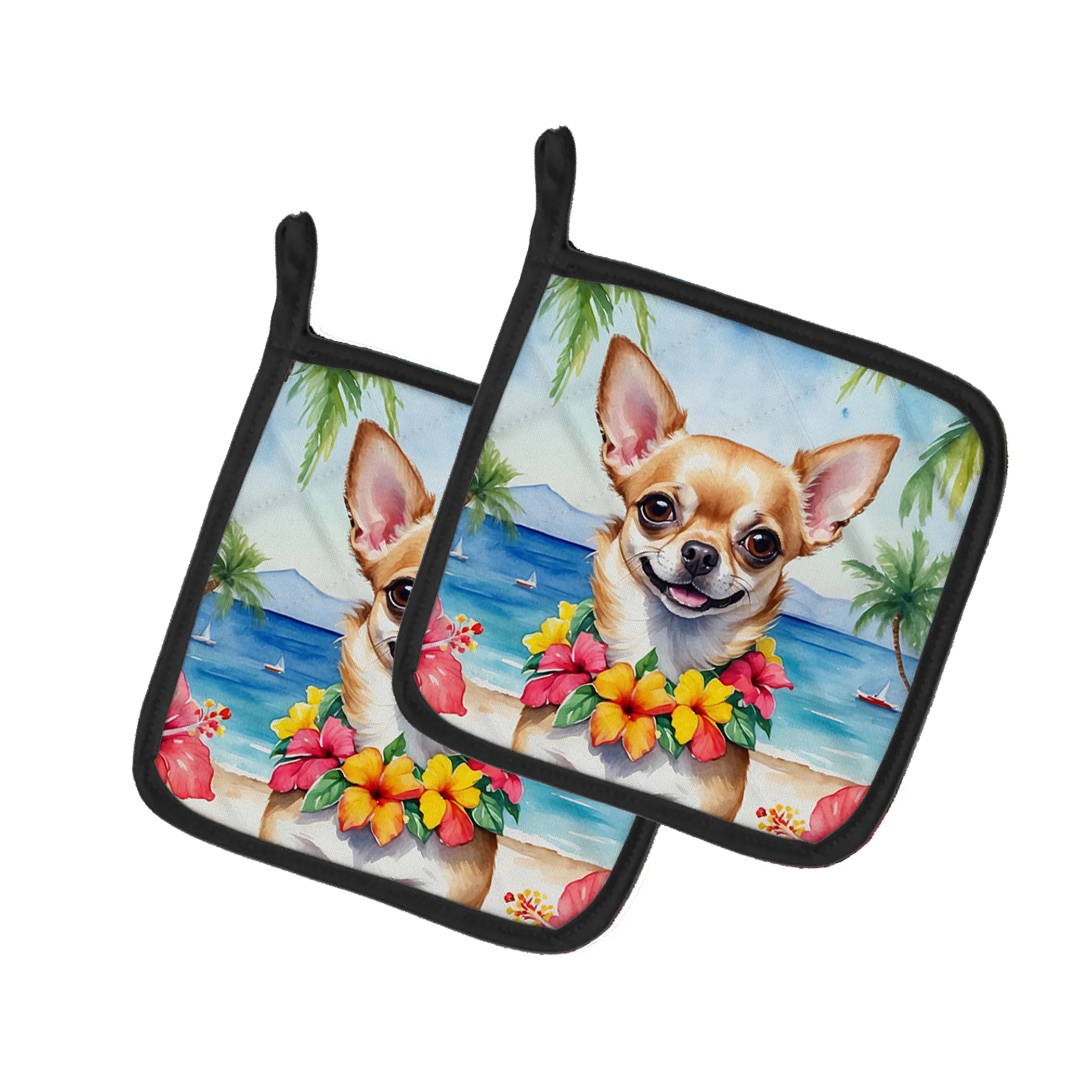 Luau Party Pair of Pot Holders - Size: 7.5HX7.5W | Pack Of: 1 | Collection name: Luau party