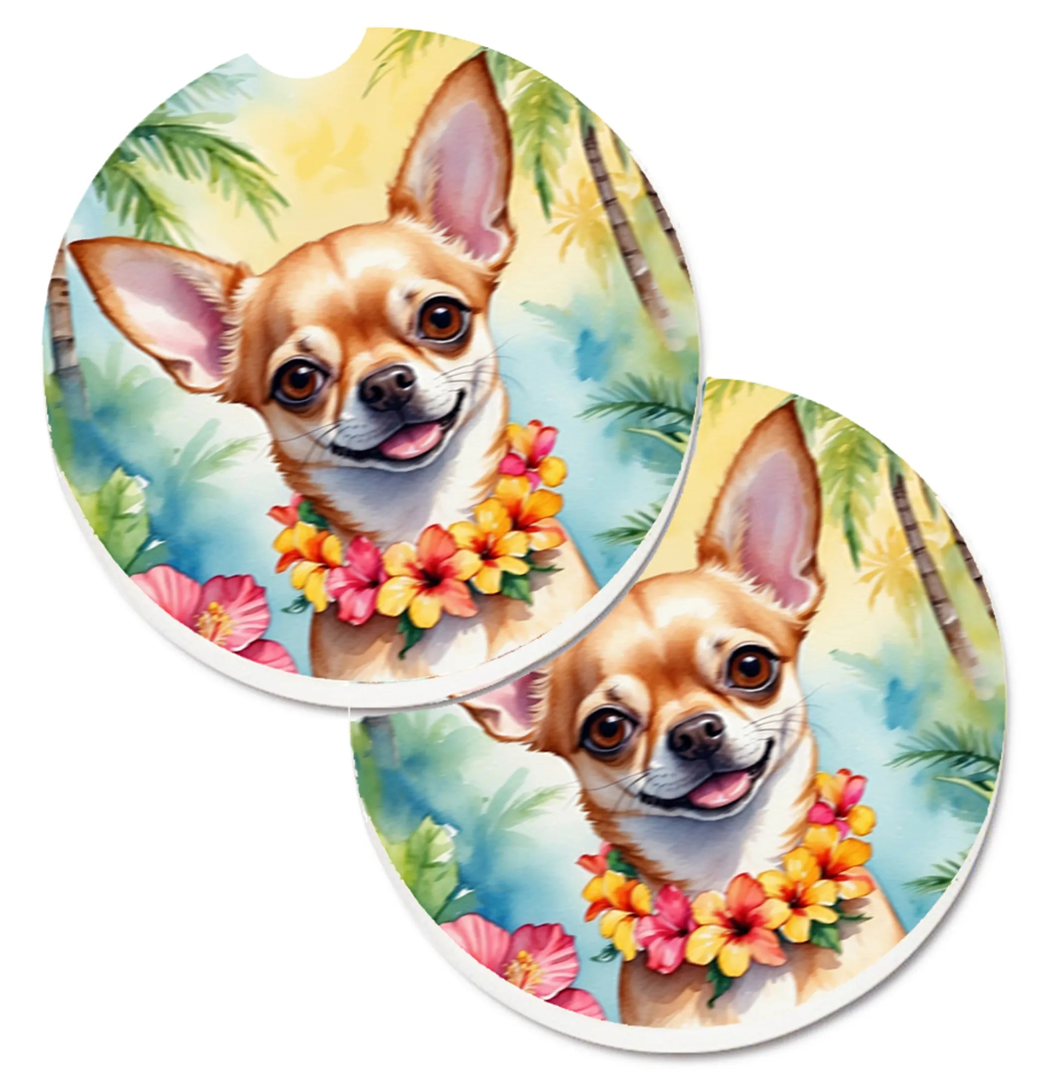 Luau Party Set of 2 Cup Holder Car Coasters - Size: 2.56 | Pack Of: 1 | Collection name: Luau party