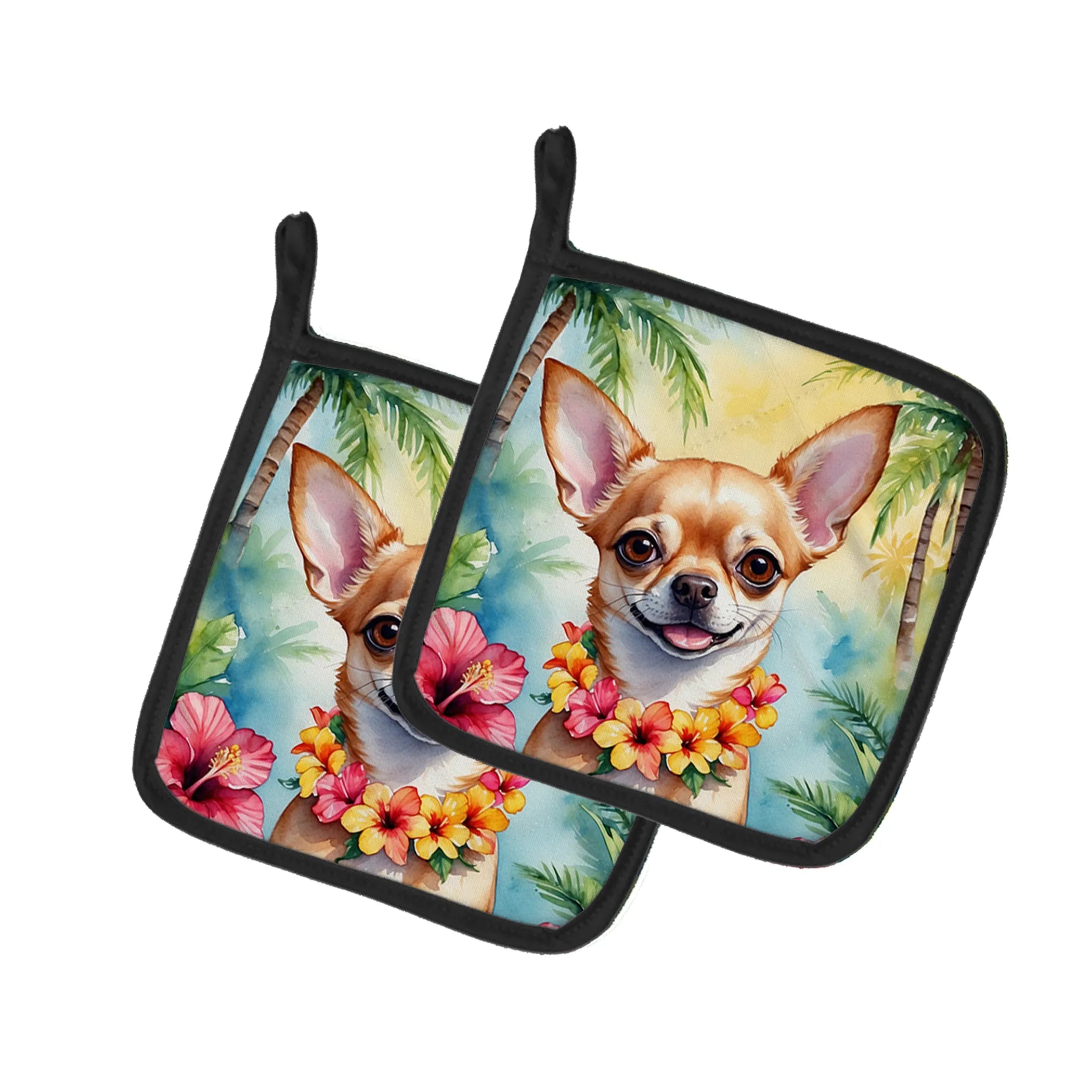 Luau Party Pair of Pot Holders - Size: 7.5HX7.5W | Pack Of: 1 | Collection name: Luau party