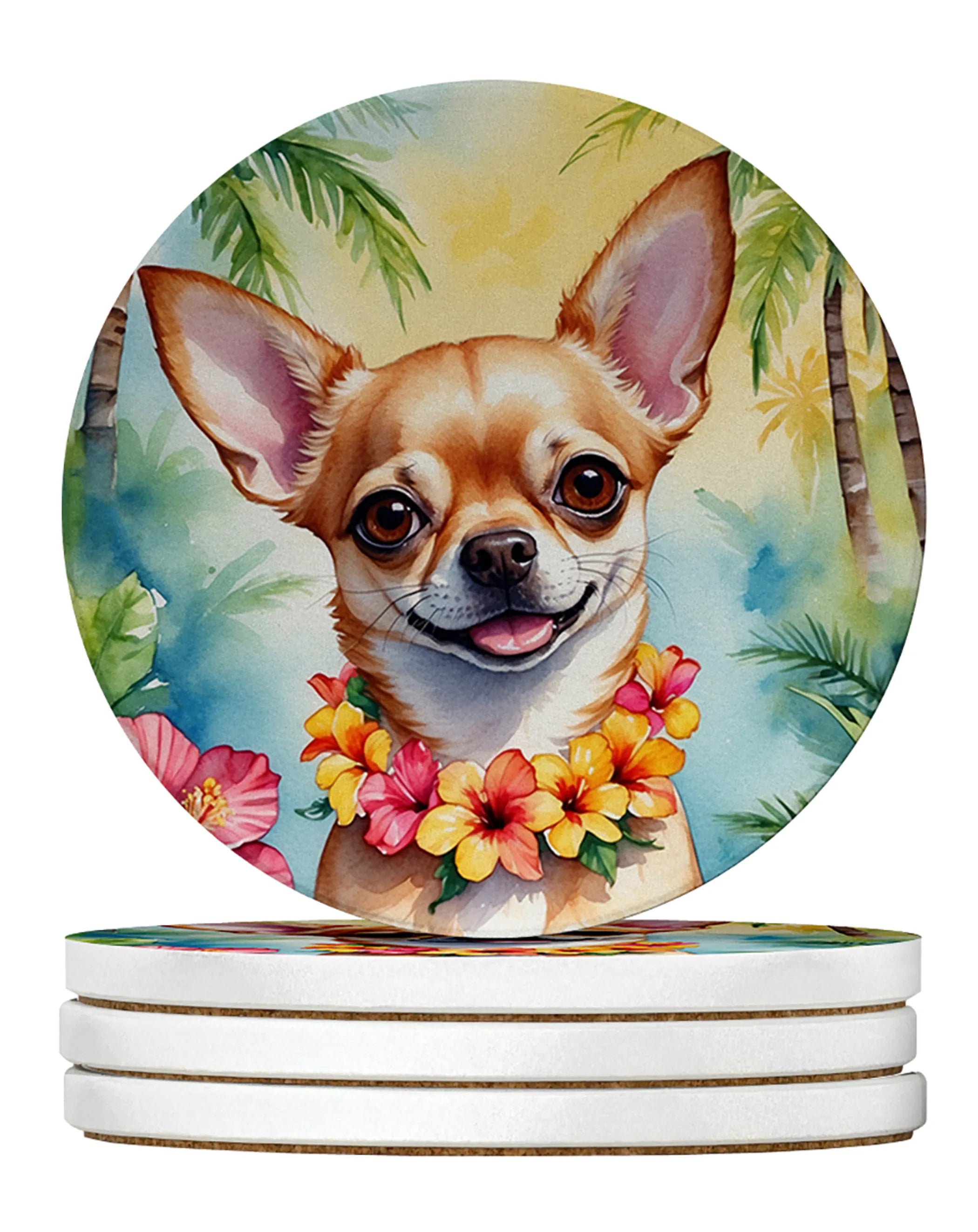 Luau Party Large Sandstone Coasters (Pack of 4)