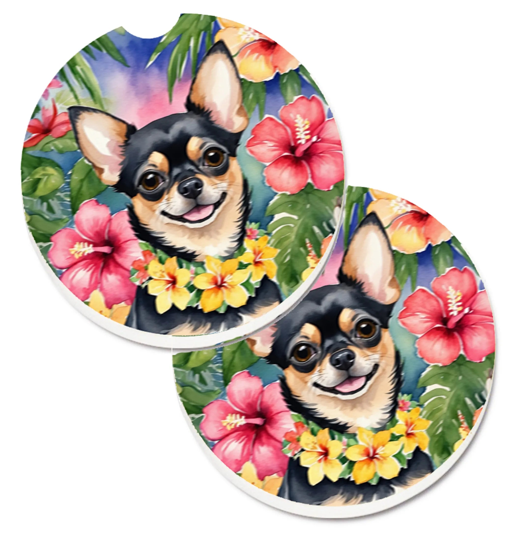 Luau Party Set of 2 Cup Holder Car Coasters - Size: 2.56 | Pack Of: 1 | Collection name: Luau party