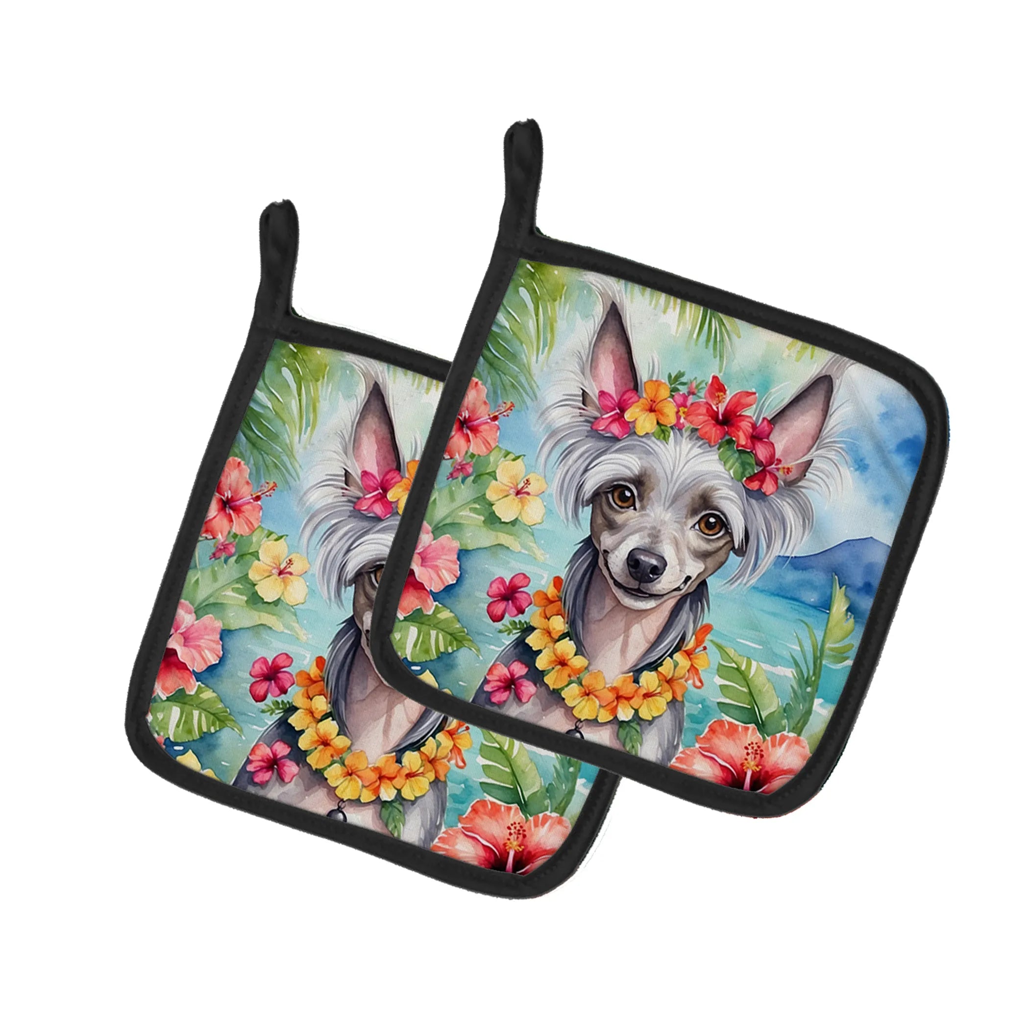 Luau Party Pair of Pot Holders - Size: 7.5HX7.5W | Pack Of: 1 | Collection name: Luau party