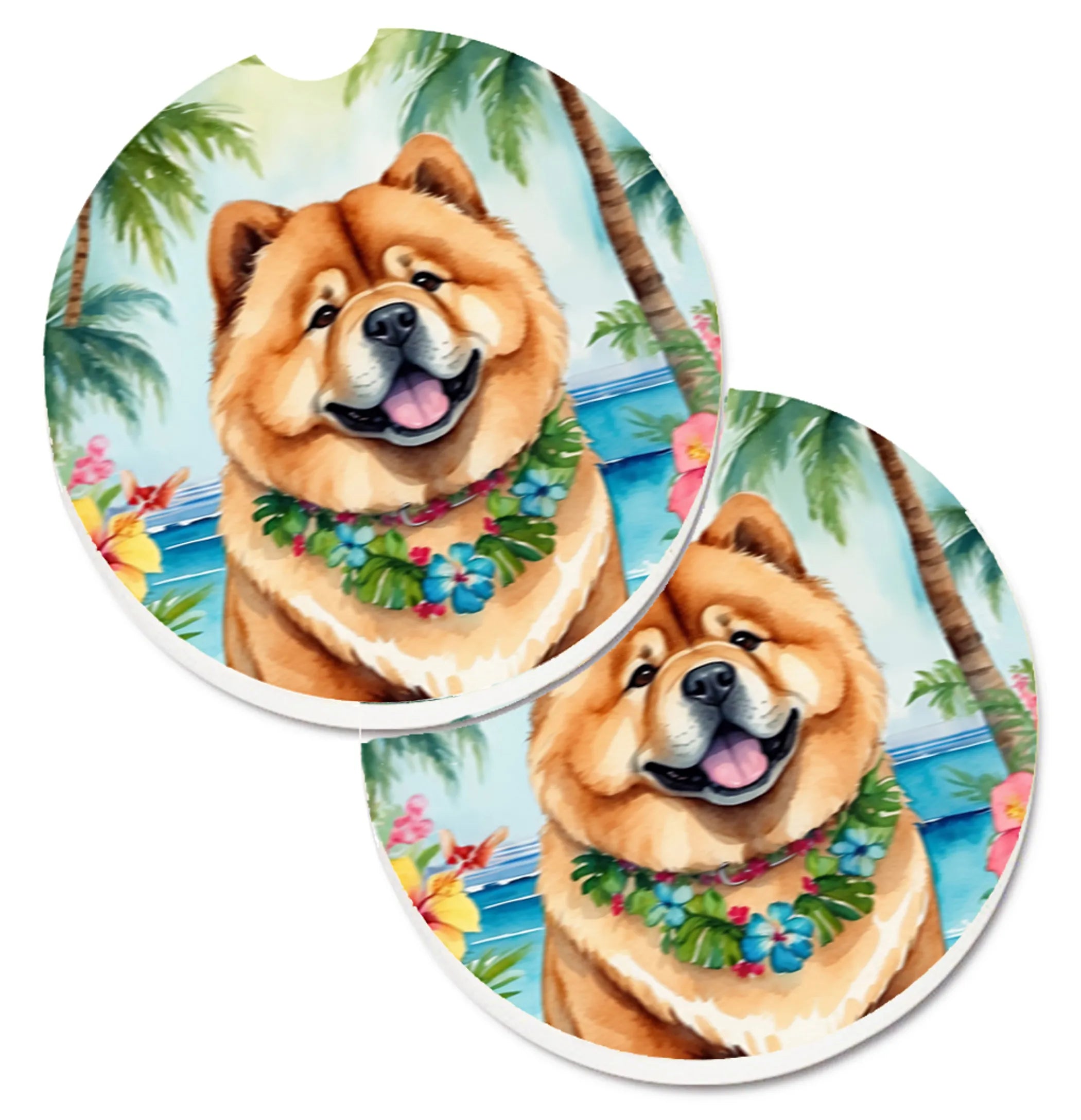 Luau Party Set of 2 Cup Holder Car Coasters - Size: 2.56 | Pack Of: 1 | Collection name: Luau party
