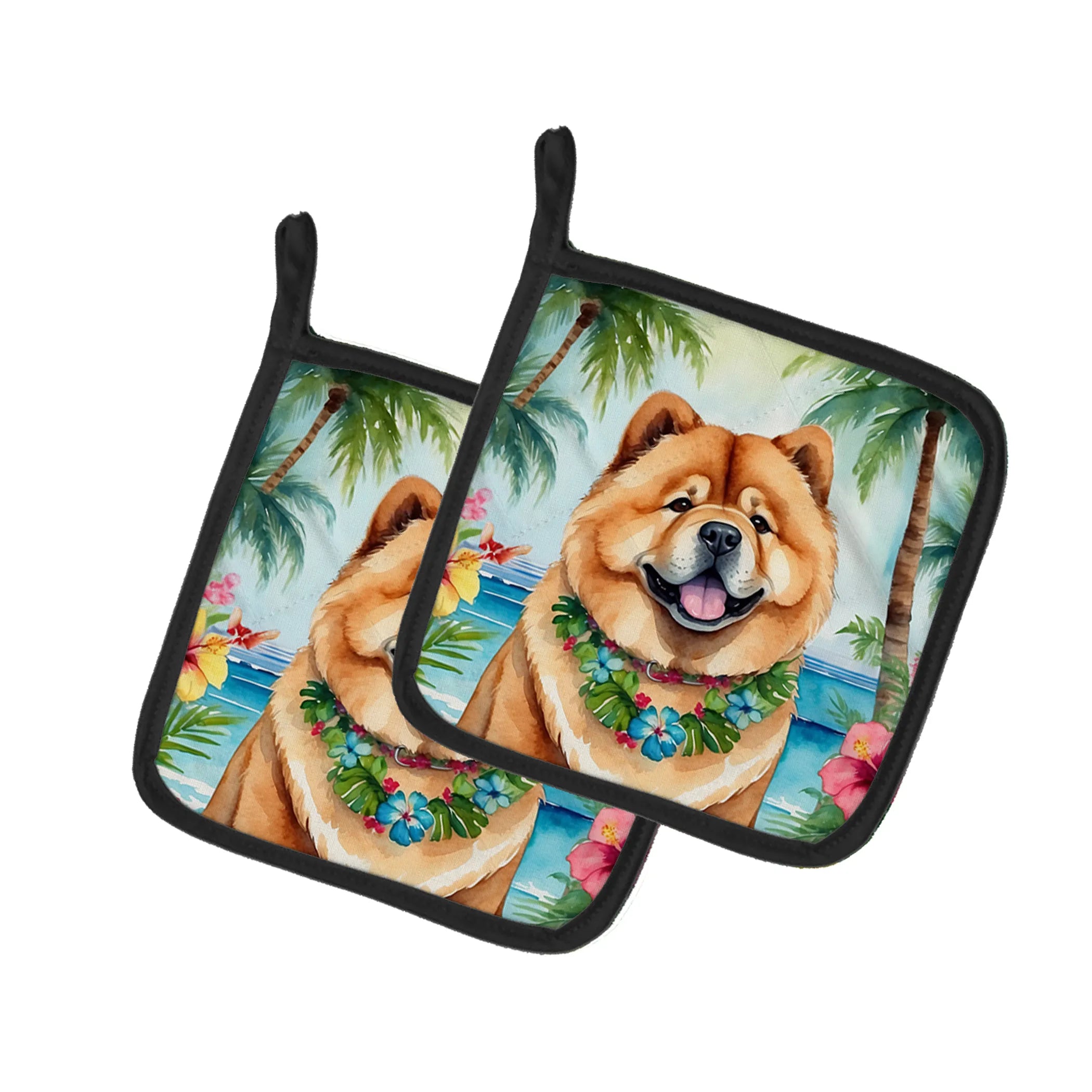 Luau Party Pair of Pot Holders - Size: 7.5HX7.5W | Pack Of: 1 | Collection name: Luau party