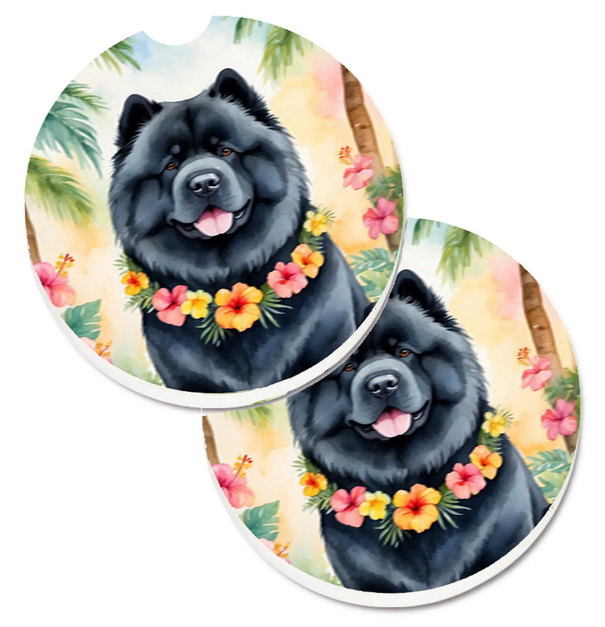 Luau Party Set of 2 Cup Holder Car Coasters - Size: 2.56 | Pack Of: 1 | Collection name: Luau party
