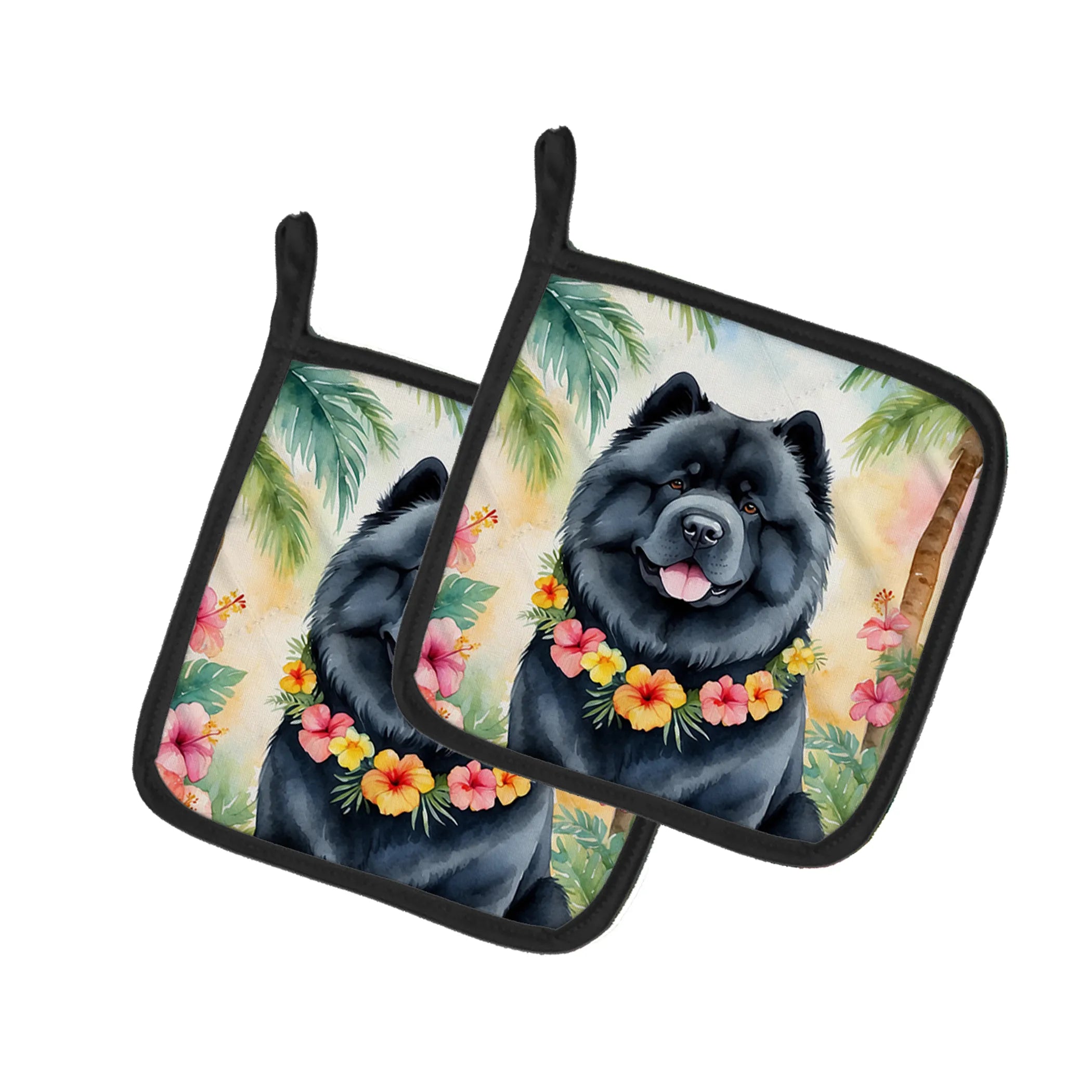 Luau Party Pair of Pot Holders - Size: 7.5HX7.5W | Pack Of: 1 | Collection name: Luau party