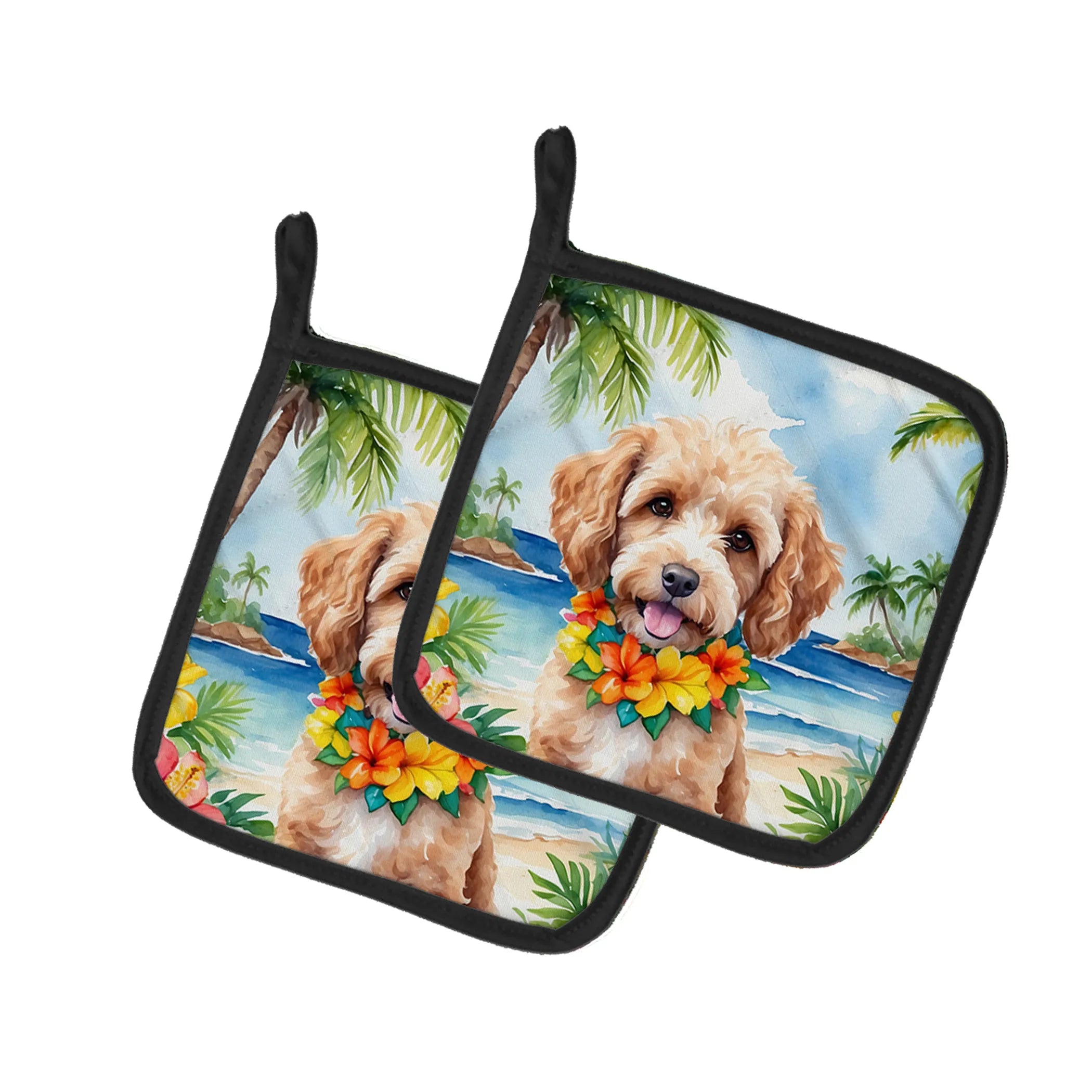 Luau Party Pair of Pot Holders - Size: 7.5HX7.5W | Pack Of: 1 | Collection name: Luau party