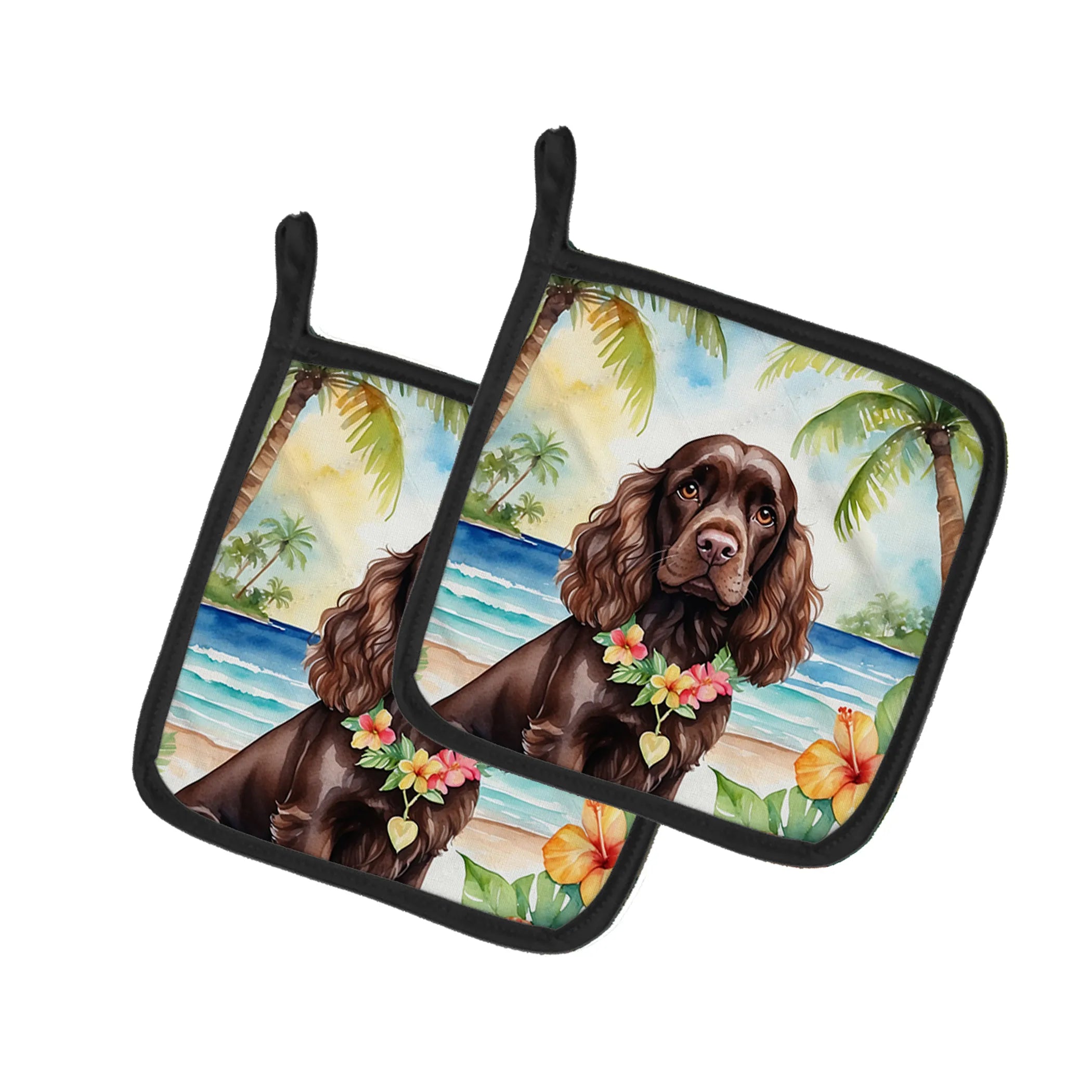 Luau Party Pair of Pot Holders - Size: 7.5HX7.5W | Pack Of: 1 | Collection name: Luau party