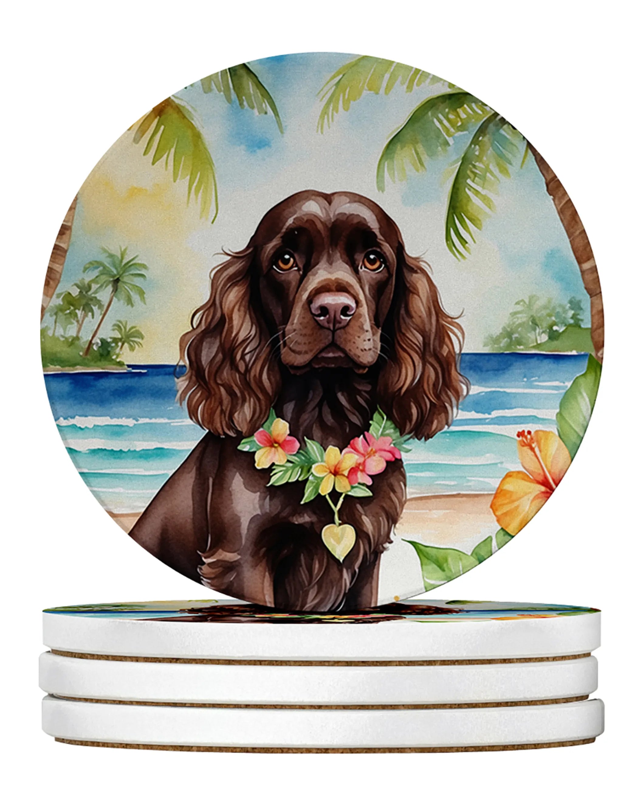 Luau Party Large Sandstone Coasters (Pack of 4)