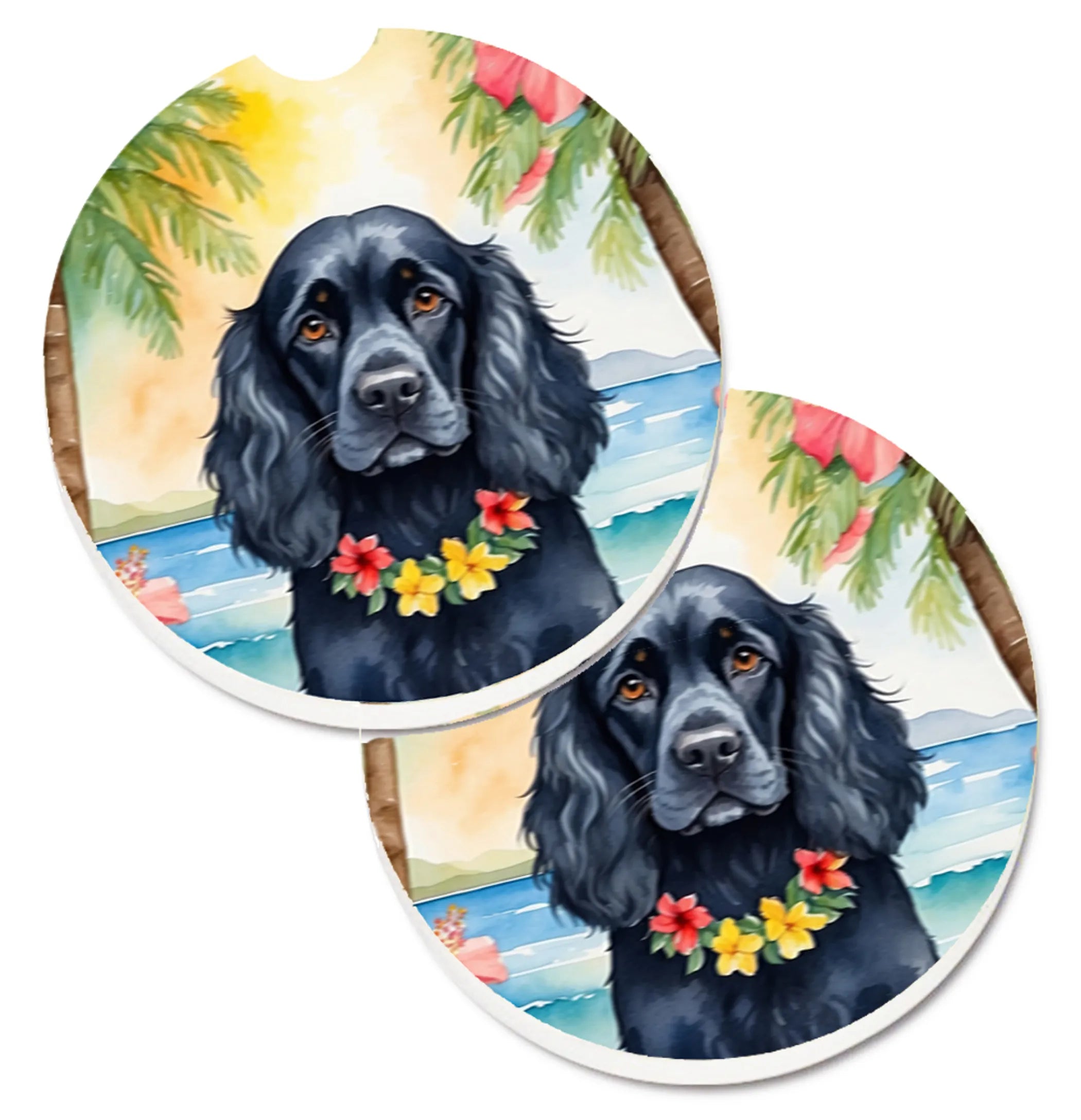 Luau Party Set of 2 Cup Holder Car Coasters - Size: 2.56 | Pack Of: 1 | Collection name: Luau party