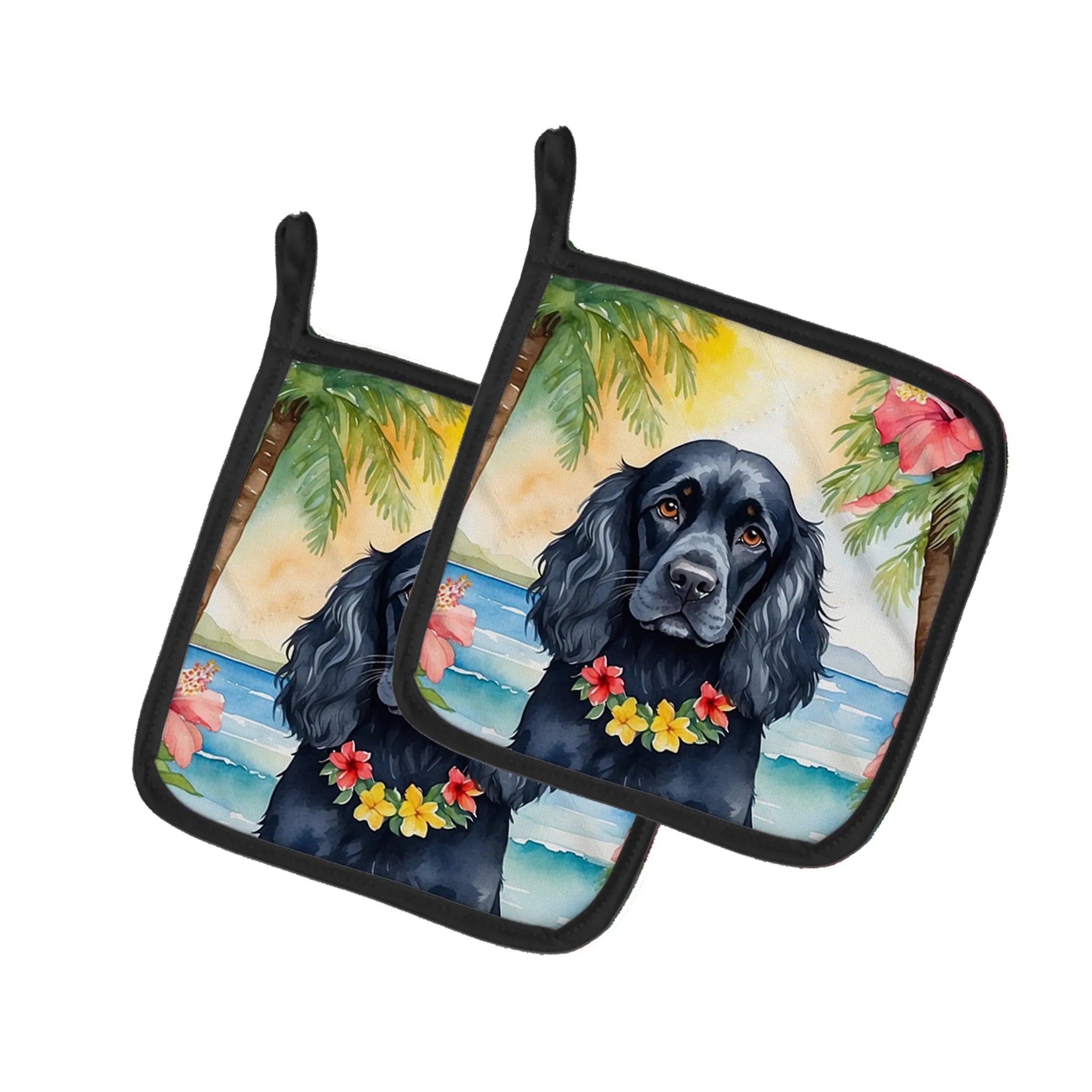 Luau Party Pair of Pot Holders - Size: 7.5HX7.5W | Pack Of: 1 | Collection name: Luau party