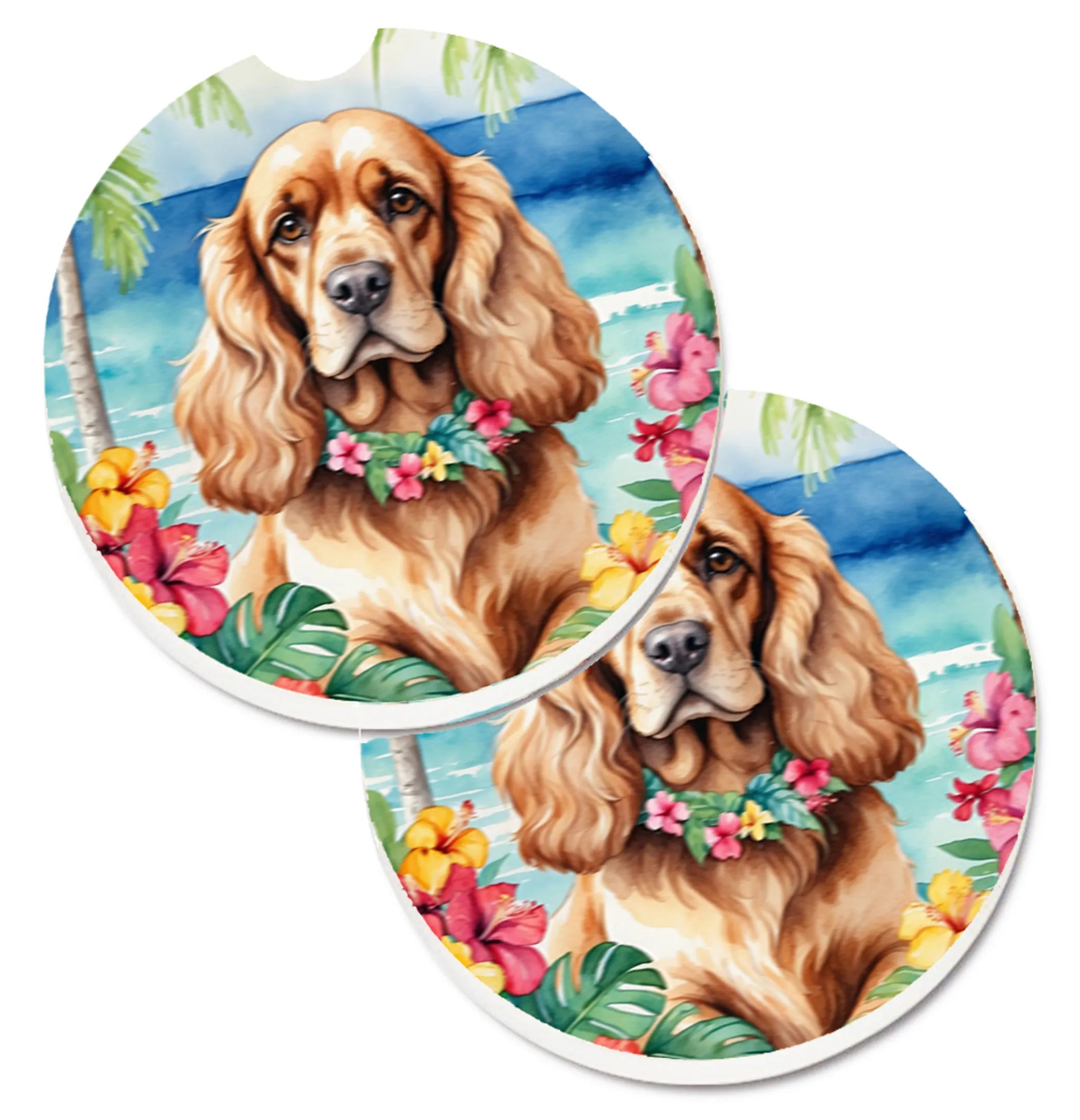 Luau Party Set of 2 Cup Holder Car Coasters - Size: 2.56 | Pack Of: 1 | Collection name: Luau party