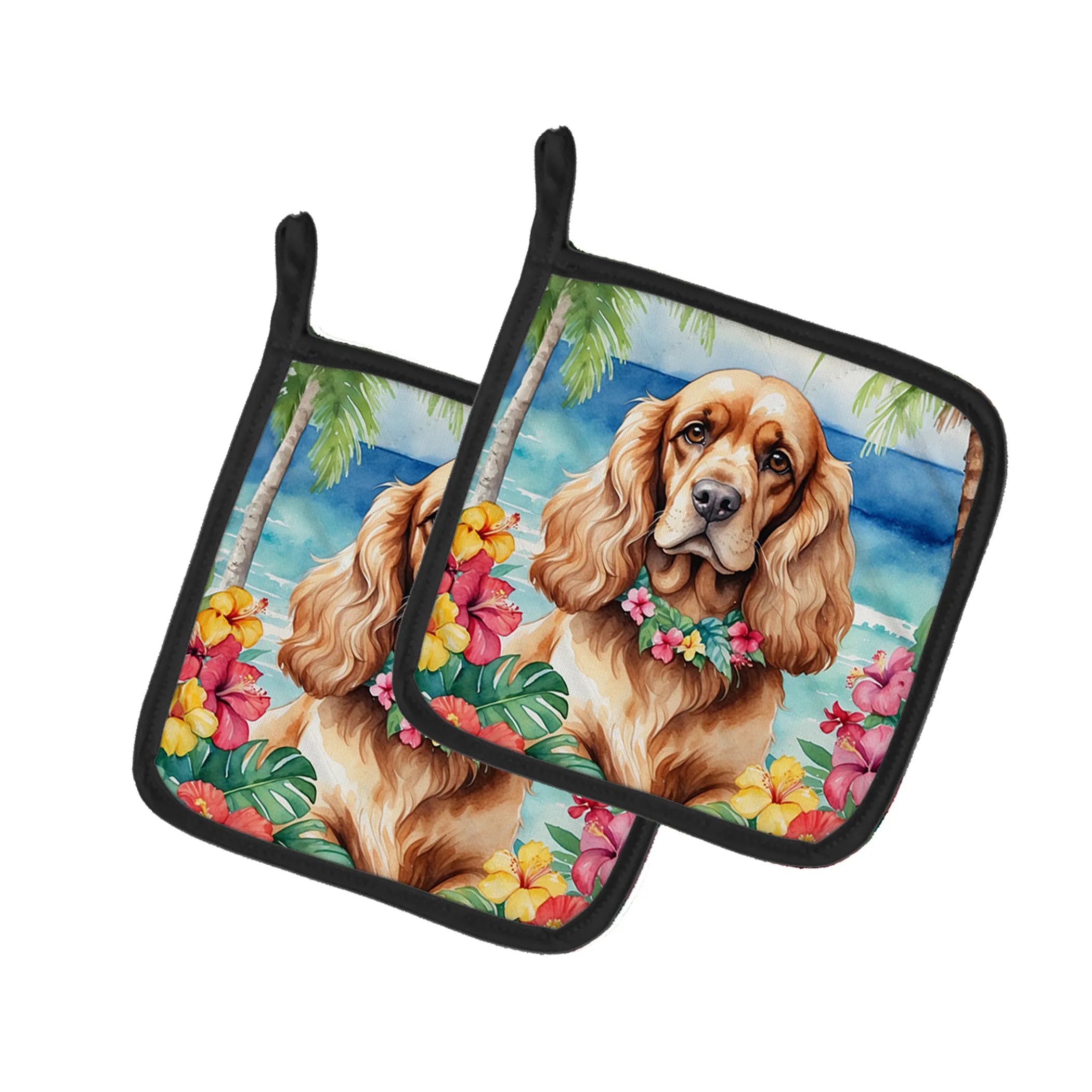 Luau Party Pair of Pot Holders - Size: 7.5HX7.5W | Pack Of: 1 | Collection name: Luau party