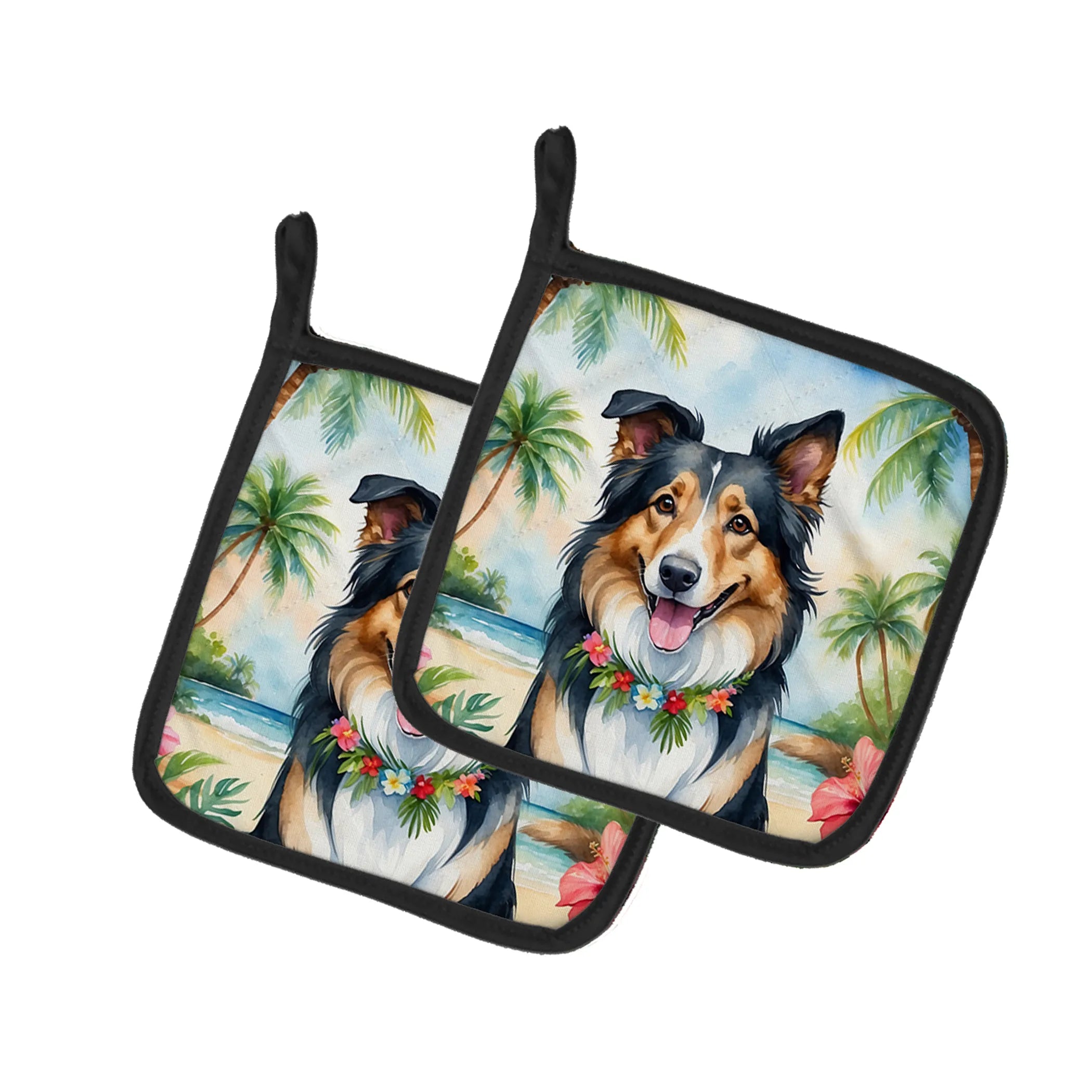 Luau Party Pair of Pot Holders - Size: 7.5HX7.5W | Pack Of: 1 | Collection name: Luau party