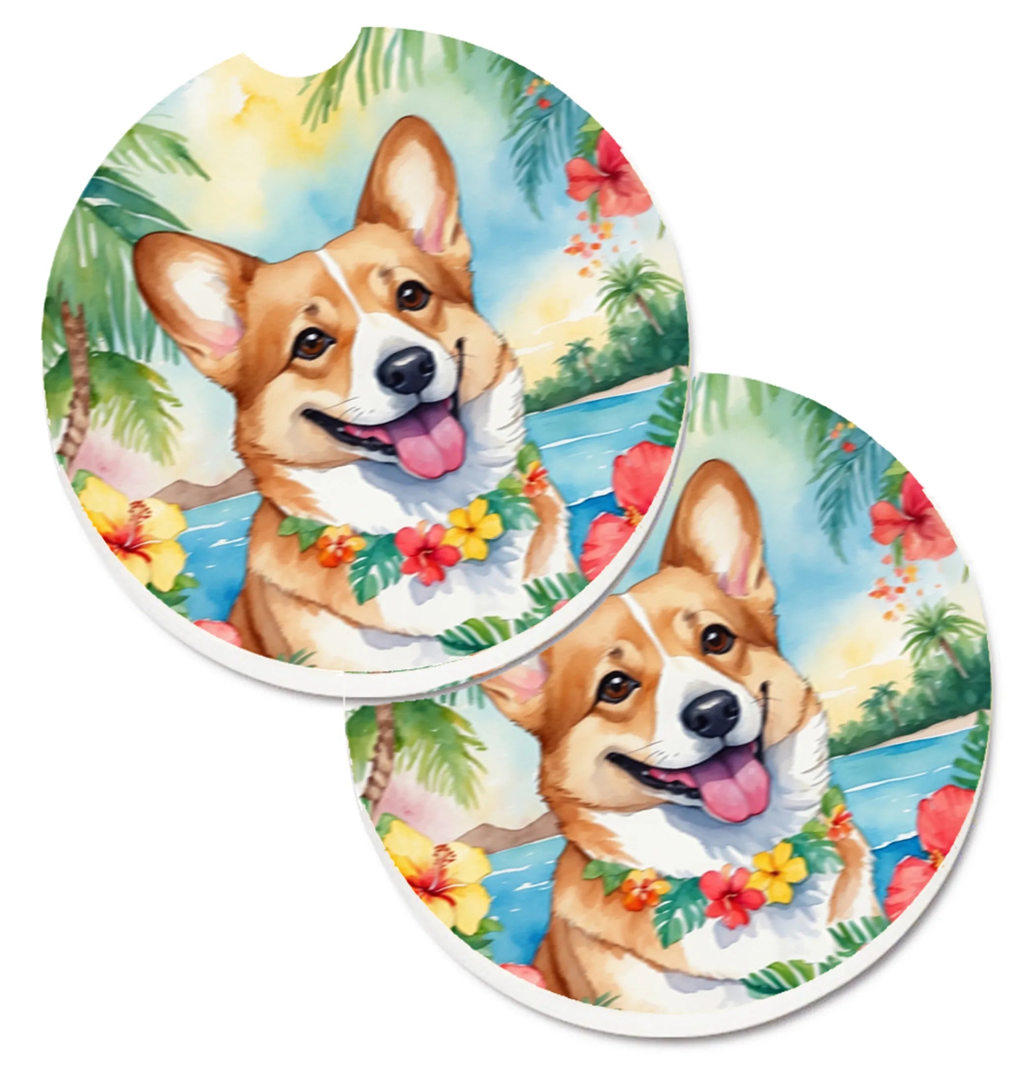 Luau Party Set of 2 Cup Holder Car Coasters - Size: 2.56 | Pack Of: 1 | Collection name: Luau party