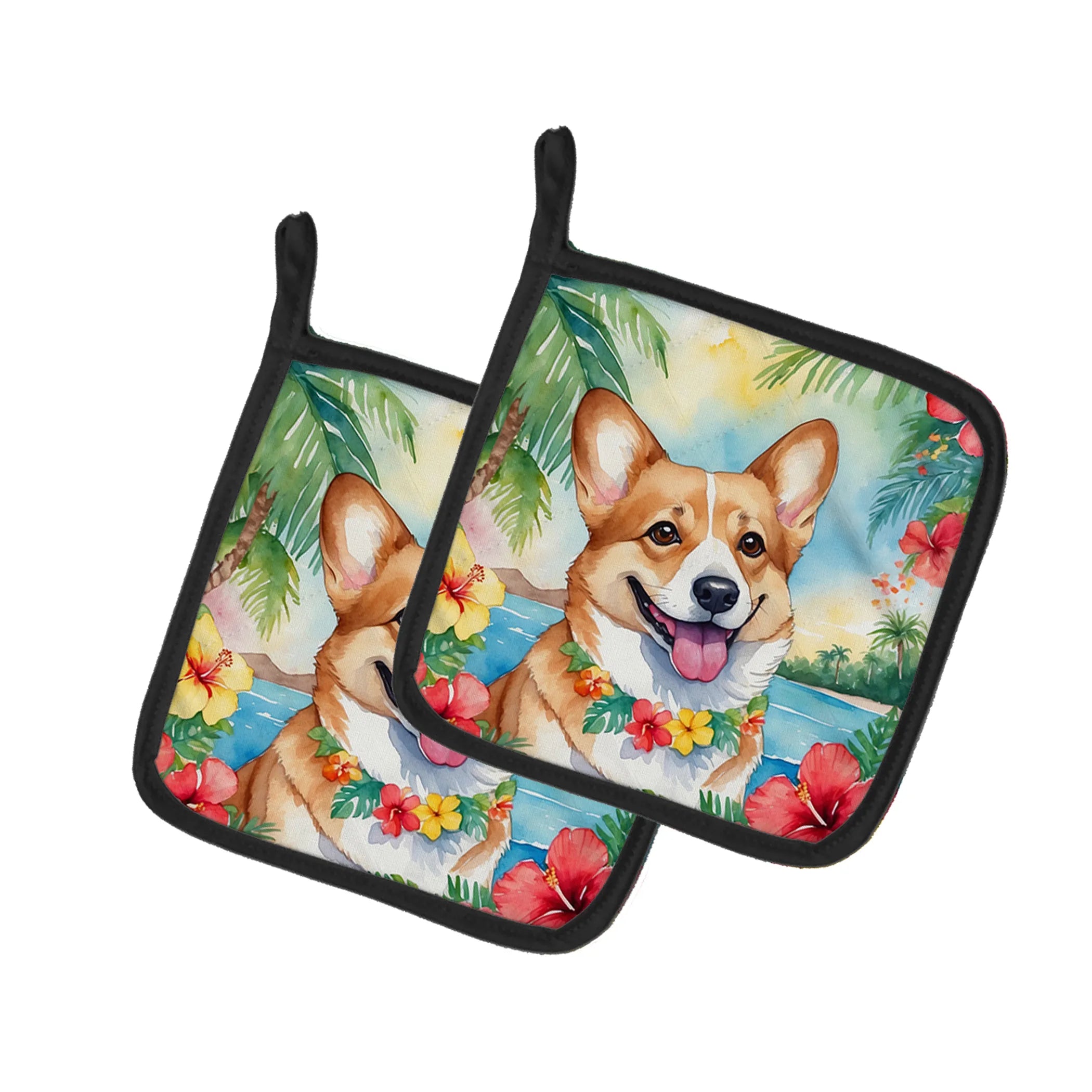 Luau Party Pair of Pot Holders - Size: 7.5HX7.5W | Pack Of: 1 | Collection name: Luau party