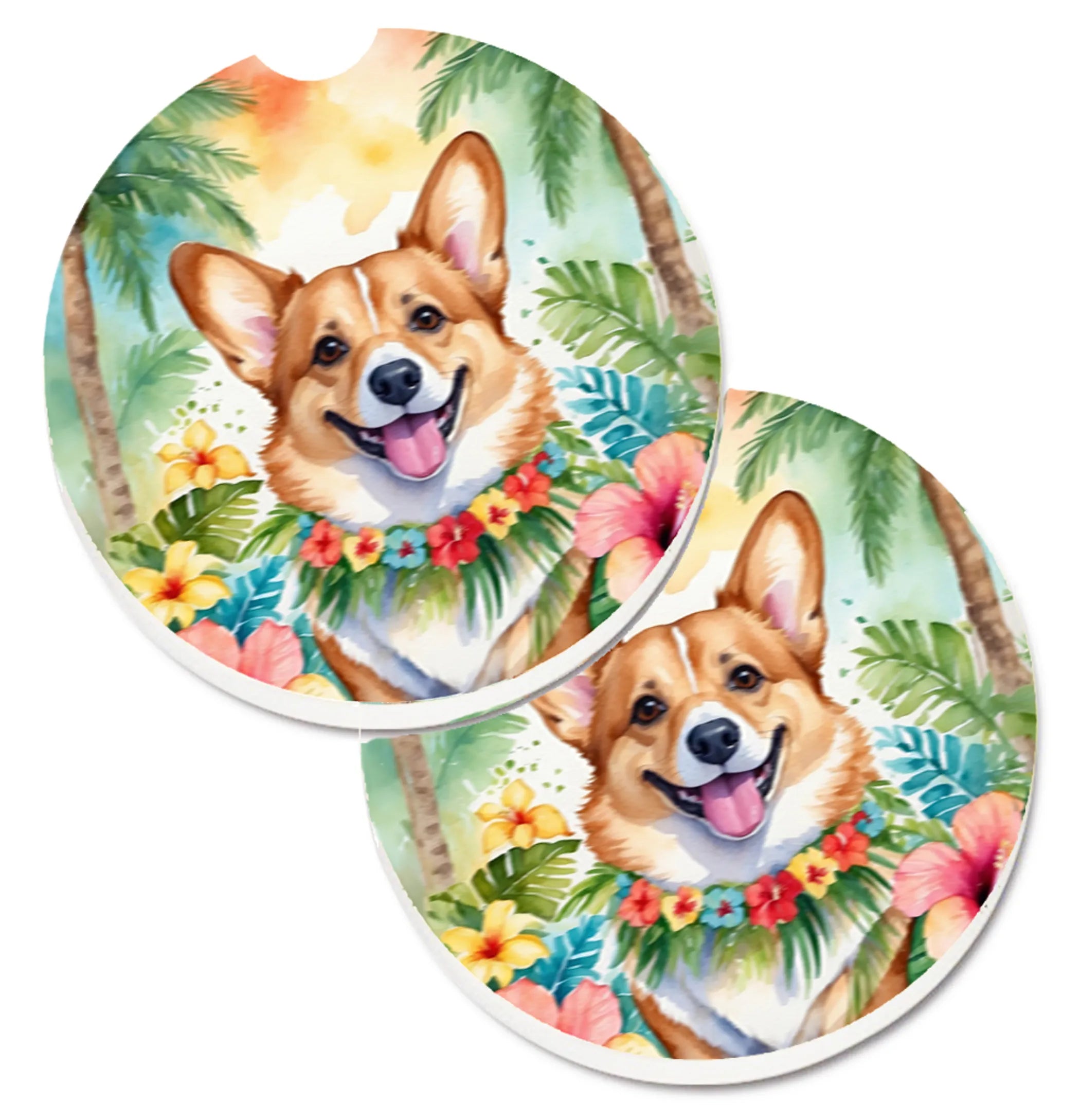 Luau Party Set of 2 Cup Holder Car Coasters - Size: 2.56 | Pack Of: 1 | Collection name: Luau party