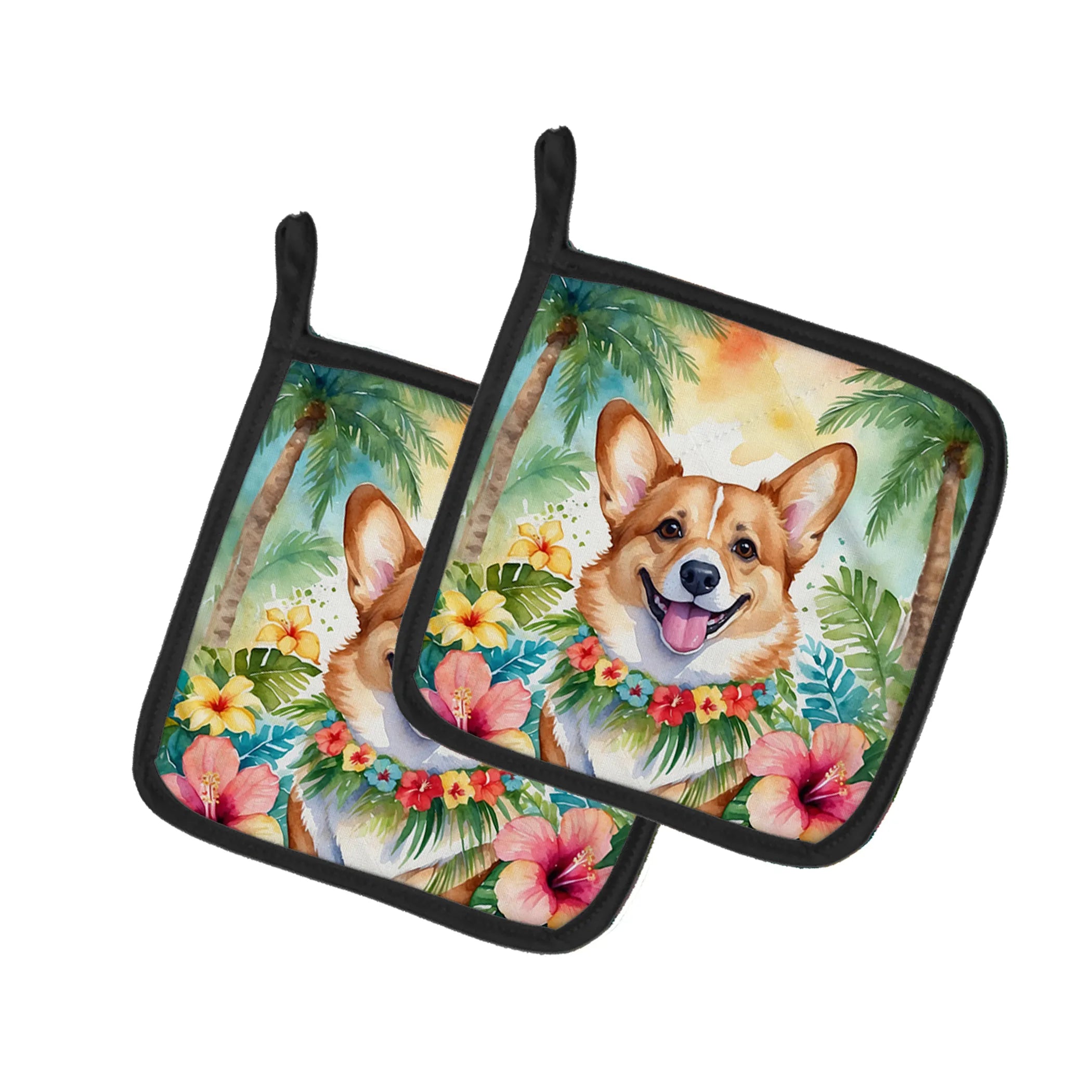 Luau Party Pair of Pot Holders - Size: 7.5HX7.5W | Pack Of: 1 | Collection name: Luau party