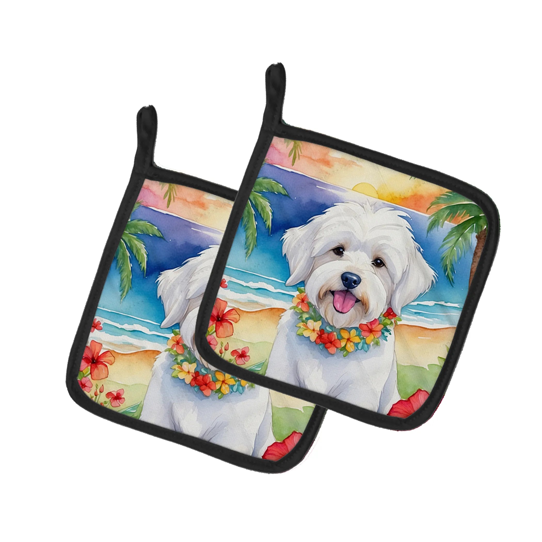 Luau Party Pair of Pot Holders - Size: 7.5HX7.5W | Pack Of: 1 | Collection name: Luau party