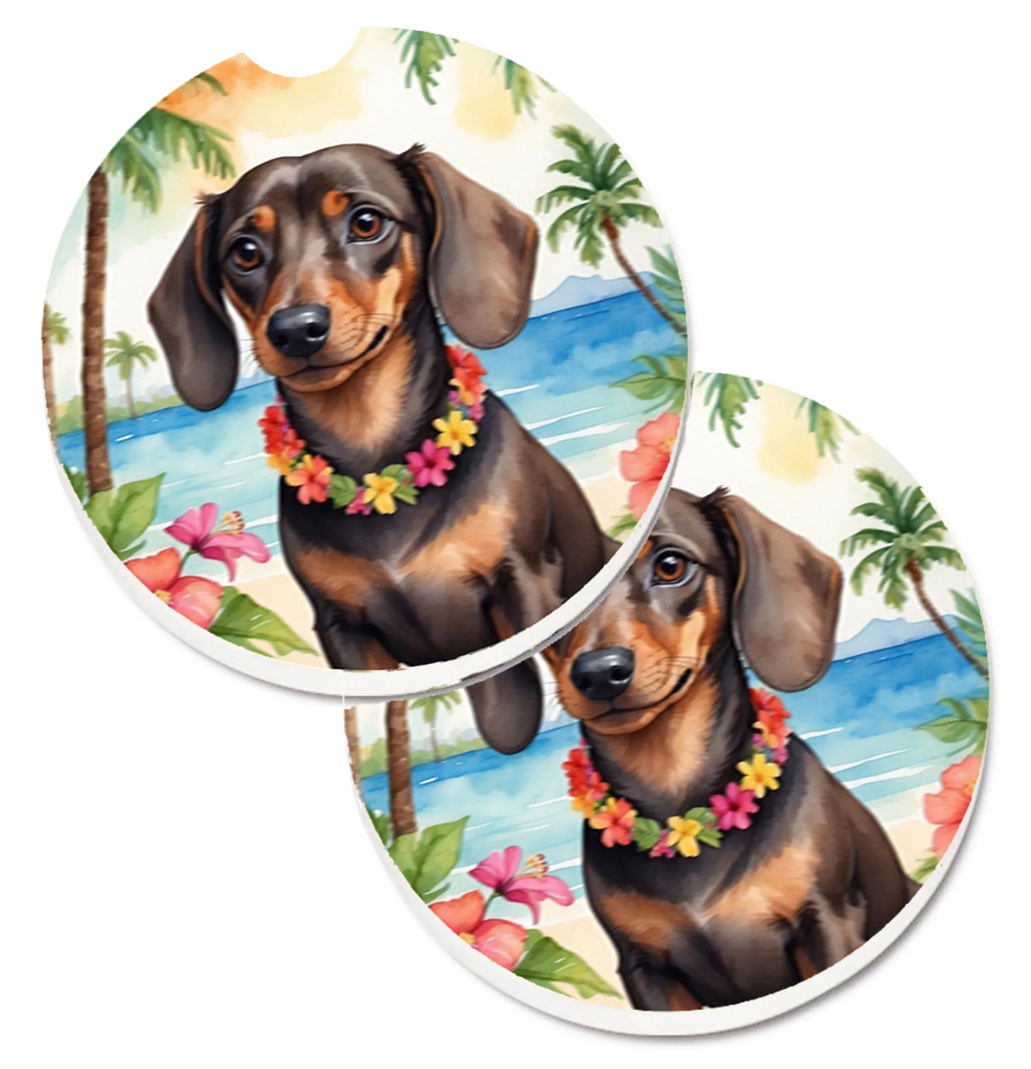 Luau Party Set of 2 Cup Holder Car Coasters - Size: 2.56 | Pack Of: 1 | Collection name: Luau party