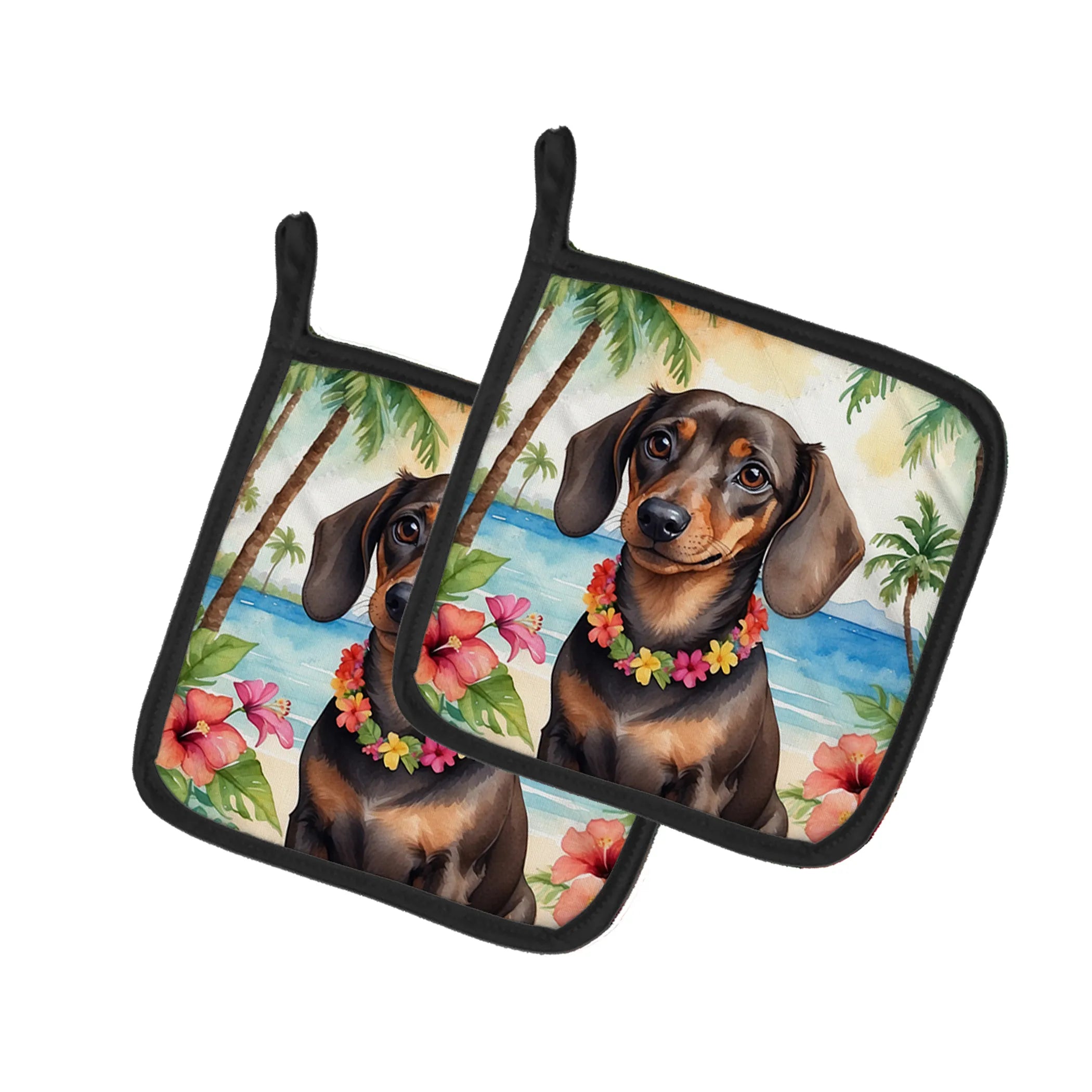 Luau Party Pair of Pot Holders - Size: 7.5HX7.5W | Pack Of: 1 | Collection name: Luau party