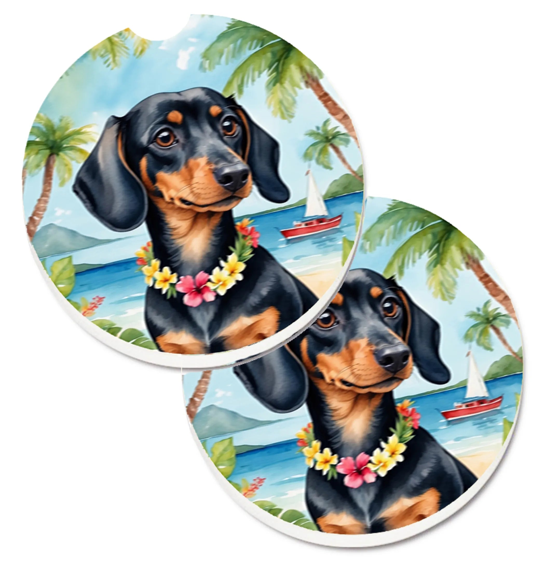 Luau Party Set of 2 Cup Holder Car Coasters - Size: 2.56 | Pack Of: 1 | Collection name: Luau party