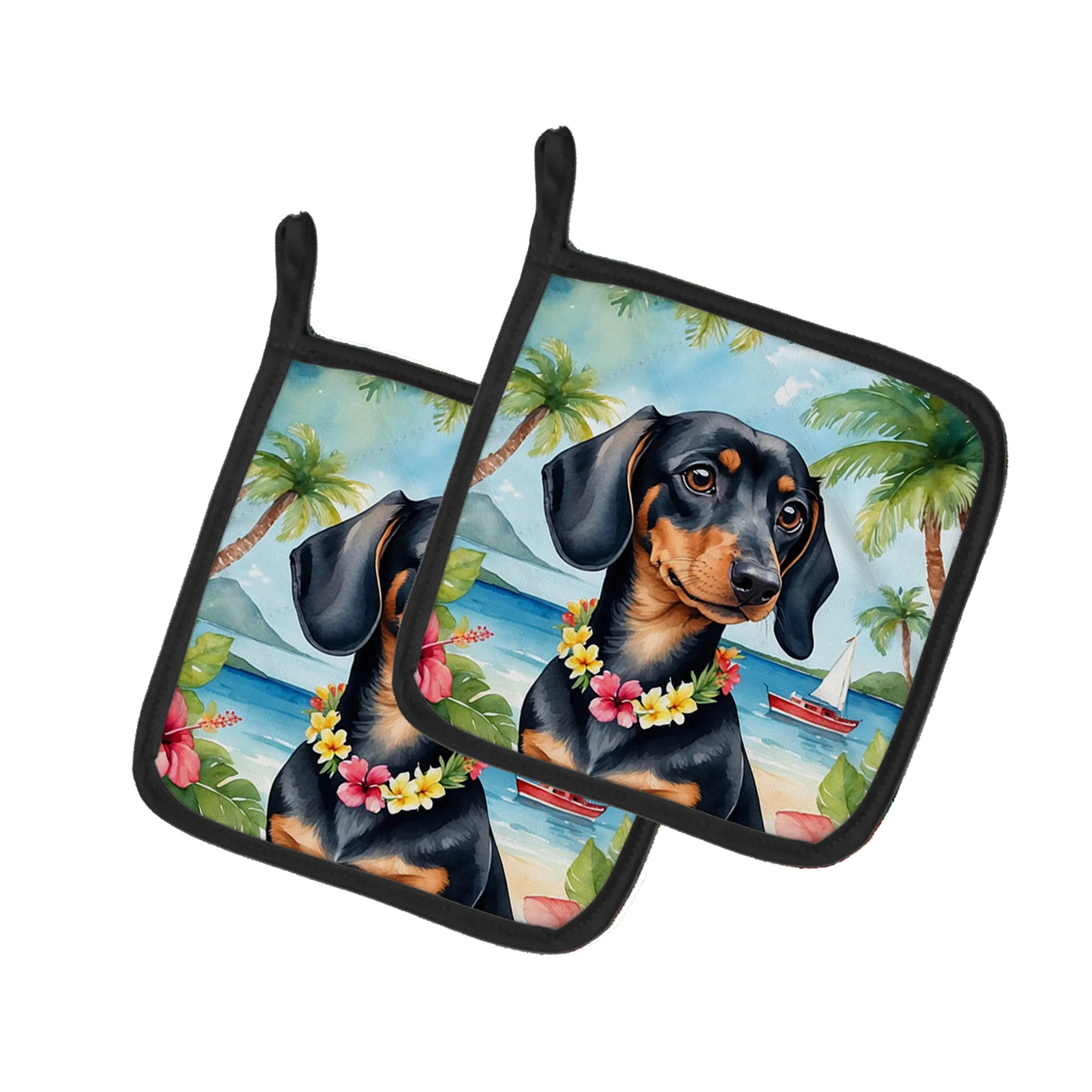 Luau Party Pair of Pot Holders - Size: 7.5HX7.5W | Pack Of: 1 | Collection name: Luau party
