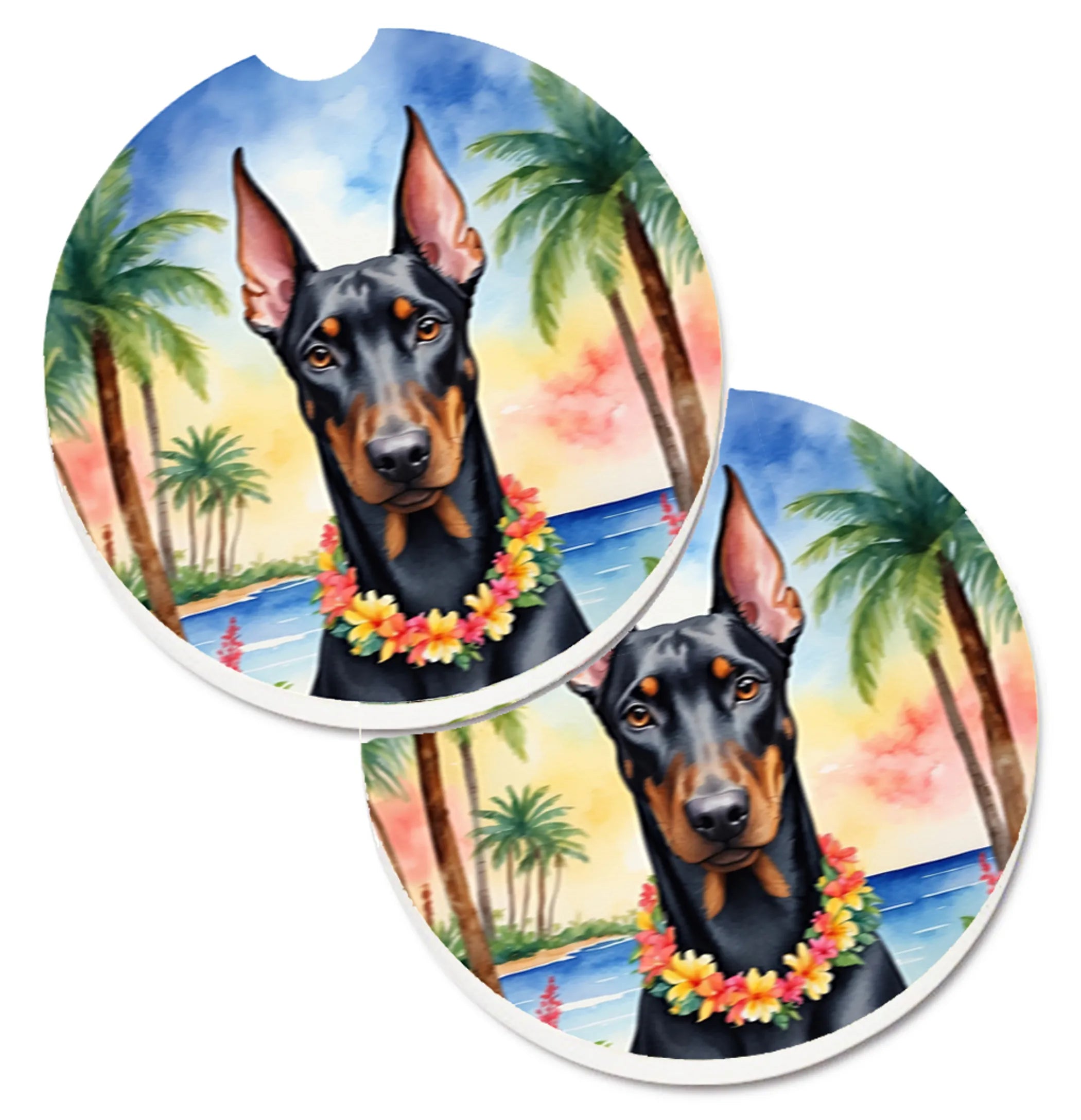 Luau Party Set of 2 Cup Holder Car Coasters - Size: 2.56 | Pack Of: 1 | Collection name: Luau party