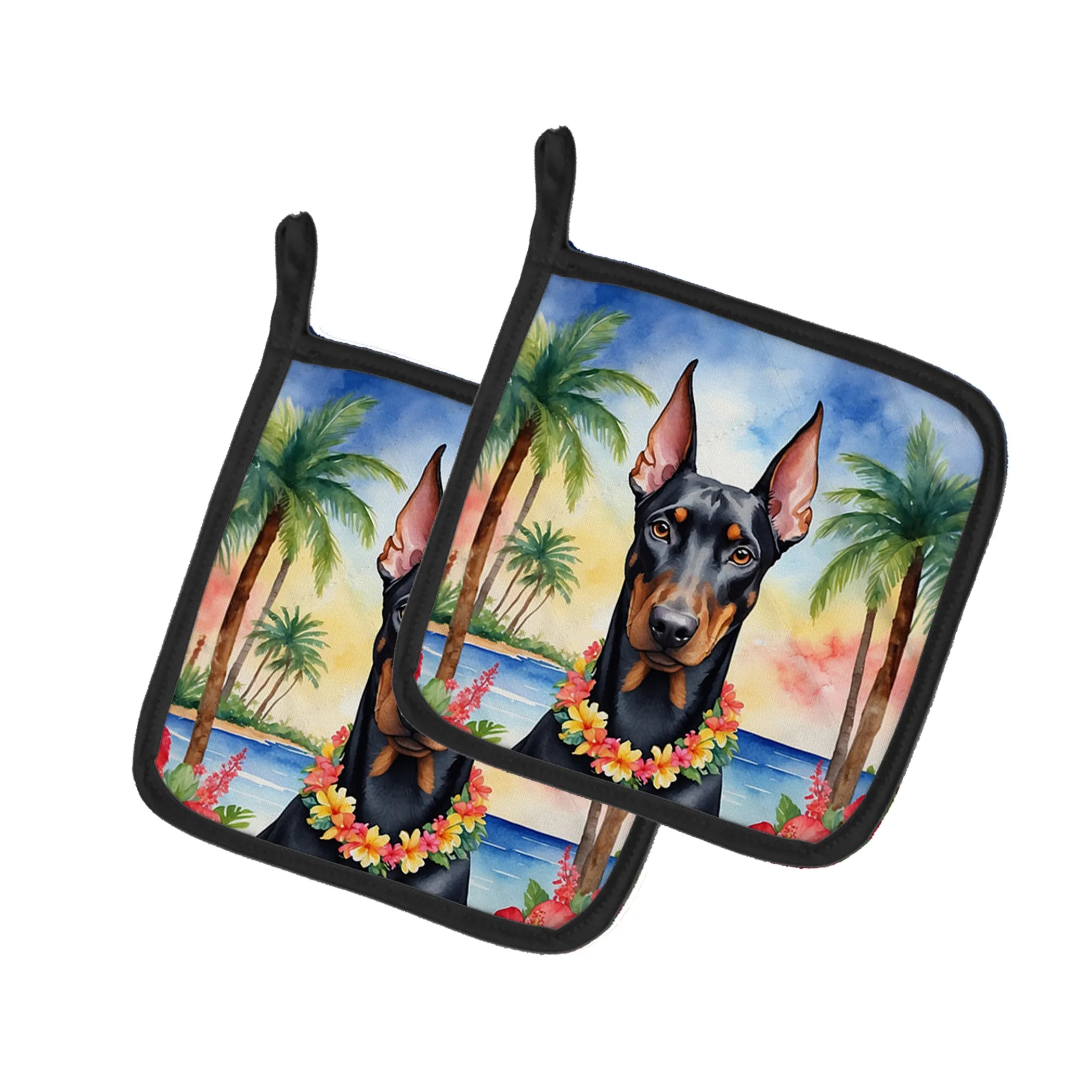 Luau Party Pair of Pot Holders - Size: 7.5HX7.5W | Pack Of: 1 | Collection name: Luau party