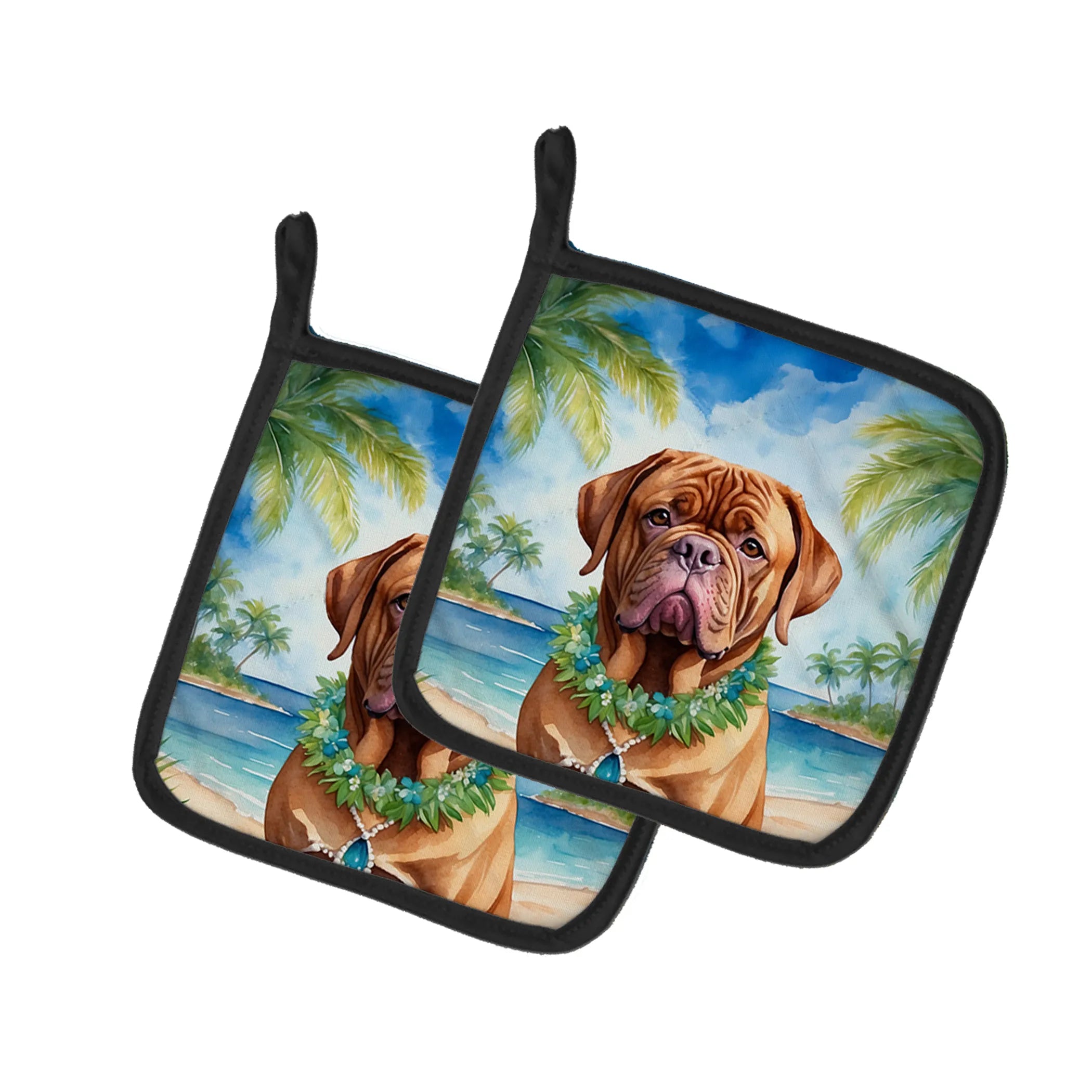 Luau Party Pair of Pot Holders - Size: 7.5HX7.5W | Pack Of: 1 | Collection name: Luau party