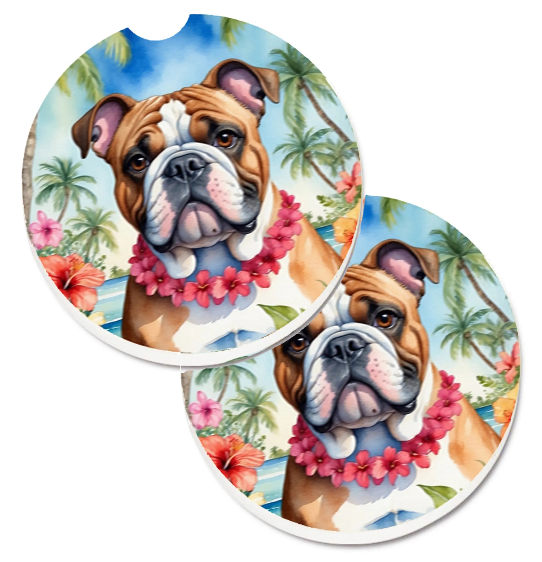 Luau Party Set of 2 Cup Holder Car Coasters - Size: 2.56 | Pack Of: 1 | Collection name: Luau party