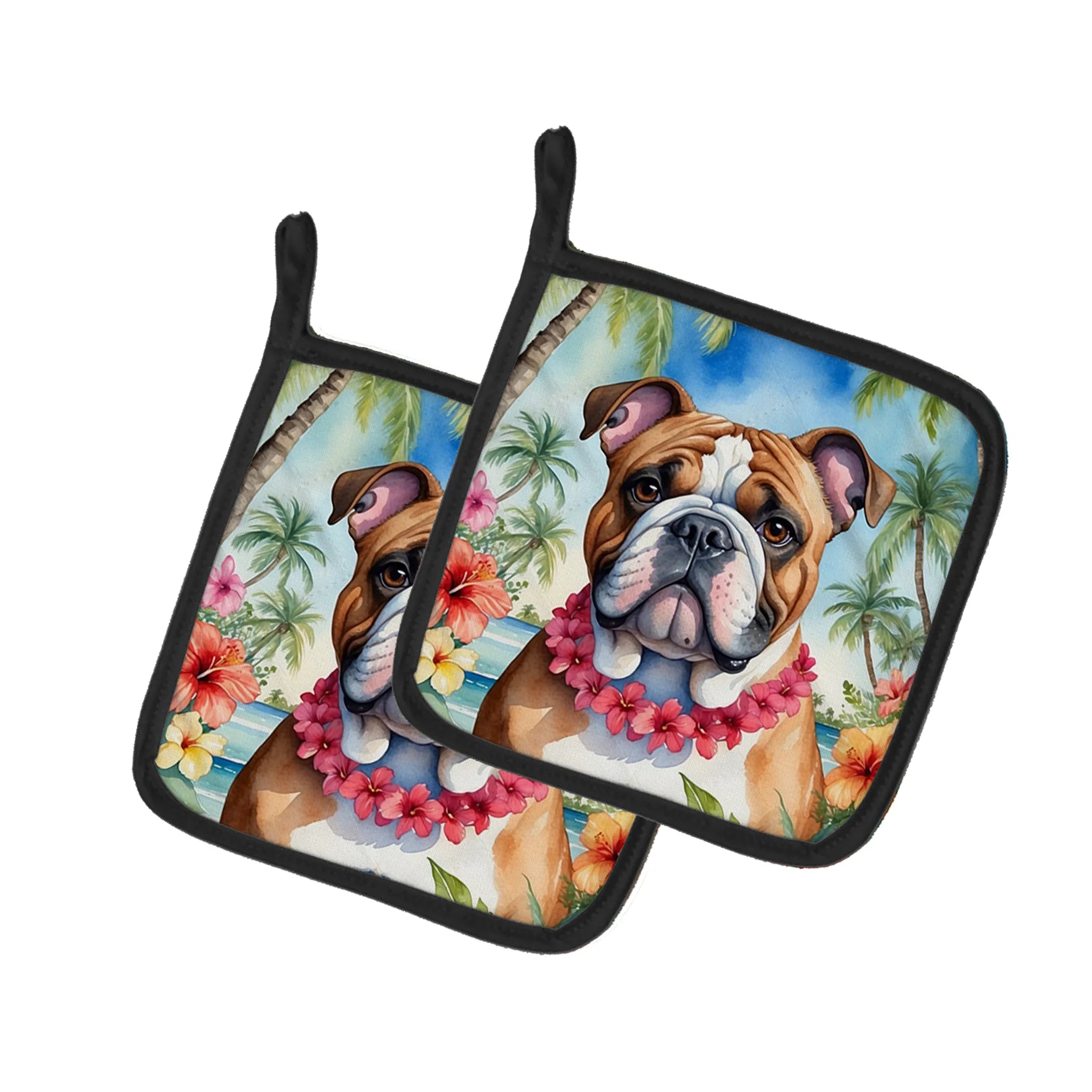 Luau Party Pair of Pot Holders - Size: 7.5HX7.5W | Pack Of: 1 | Collection name: Luau party