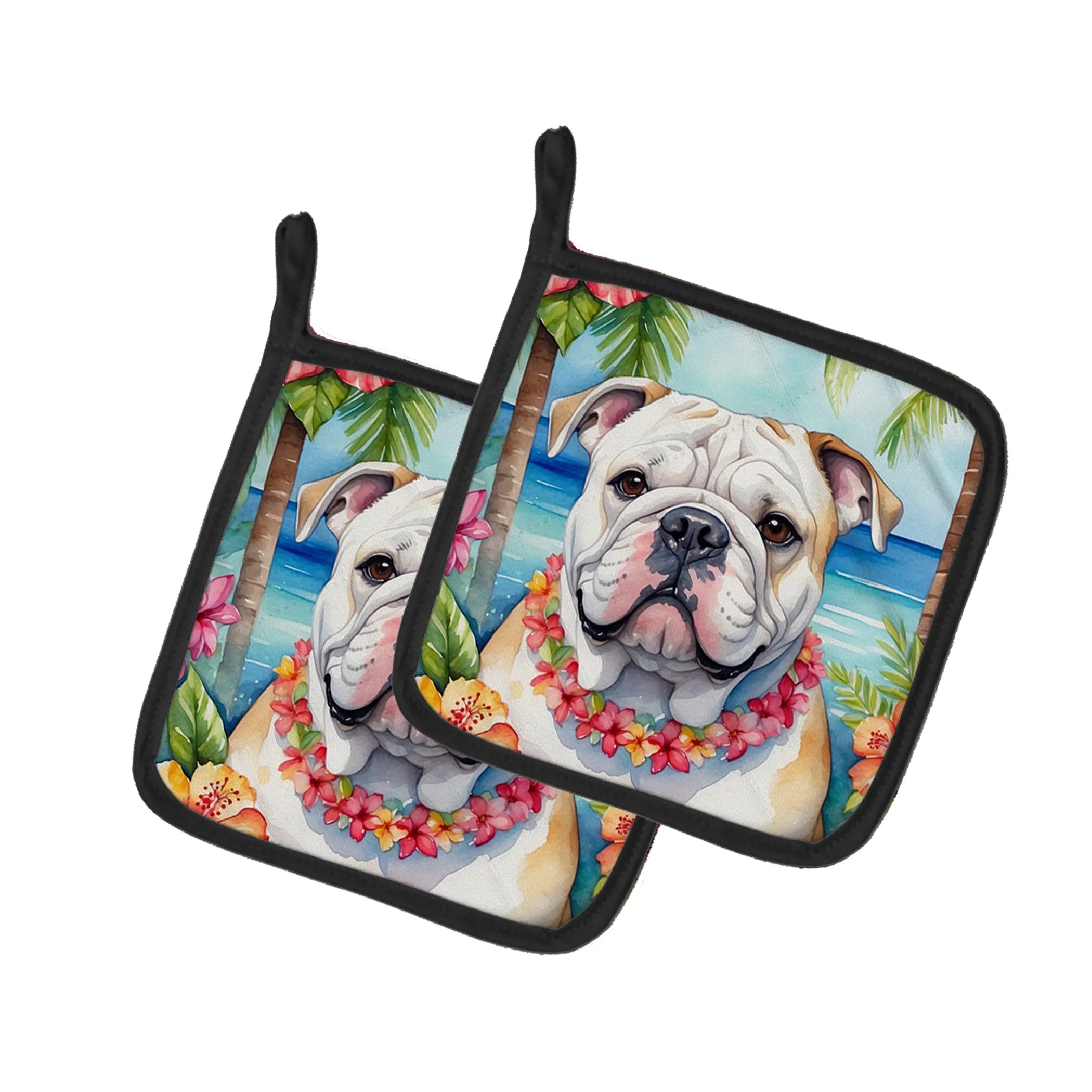 Luau Party Pair of Pot Holders - Size: 7.5HX7.5W | Pack Of: 1 | Collection name: Luau party