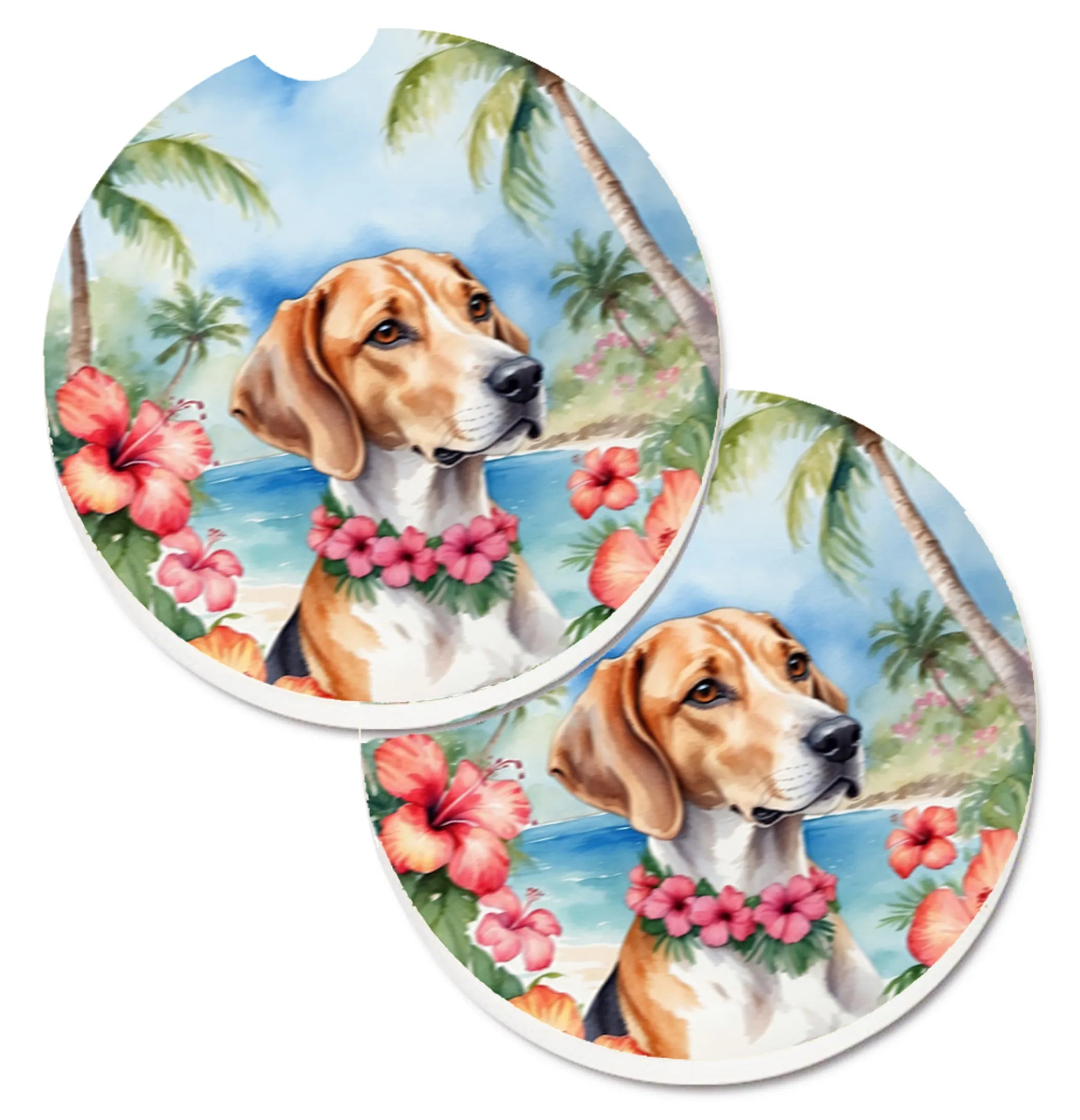 Luau Party Set of 2 Cup Holder Car Coasters - Size: 2.56 | Pack Of: 1 | Collection name: Luau party