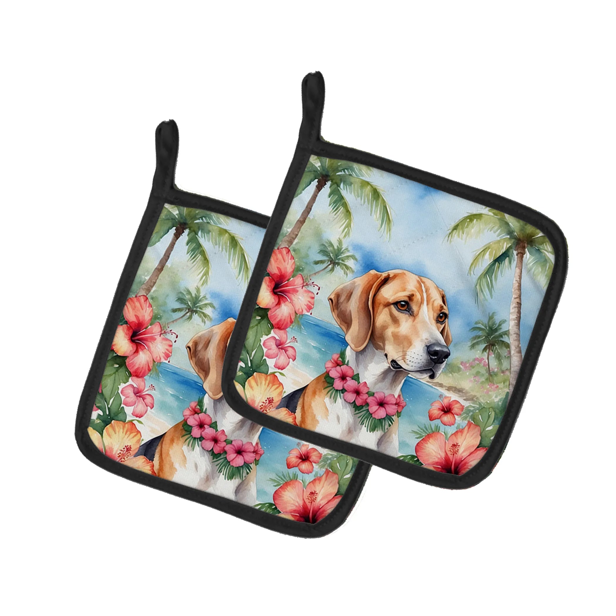 Luau Party Pair of Pot Holders - Size: 7.5HX7.5W | Pack Of: 1 | Collection name: Luau party