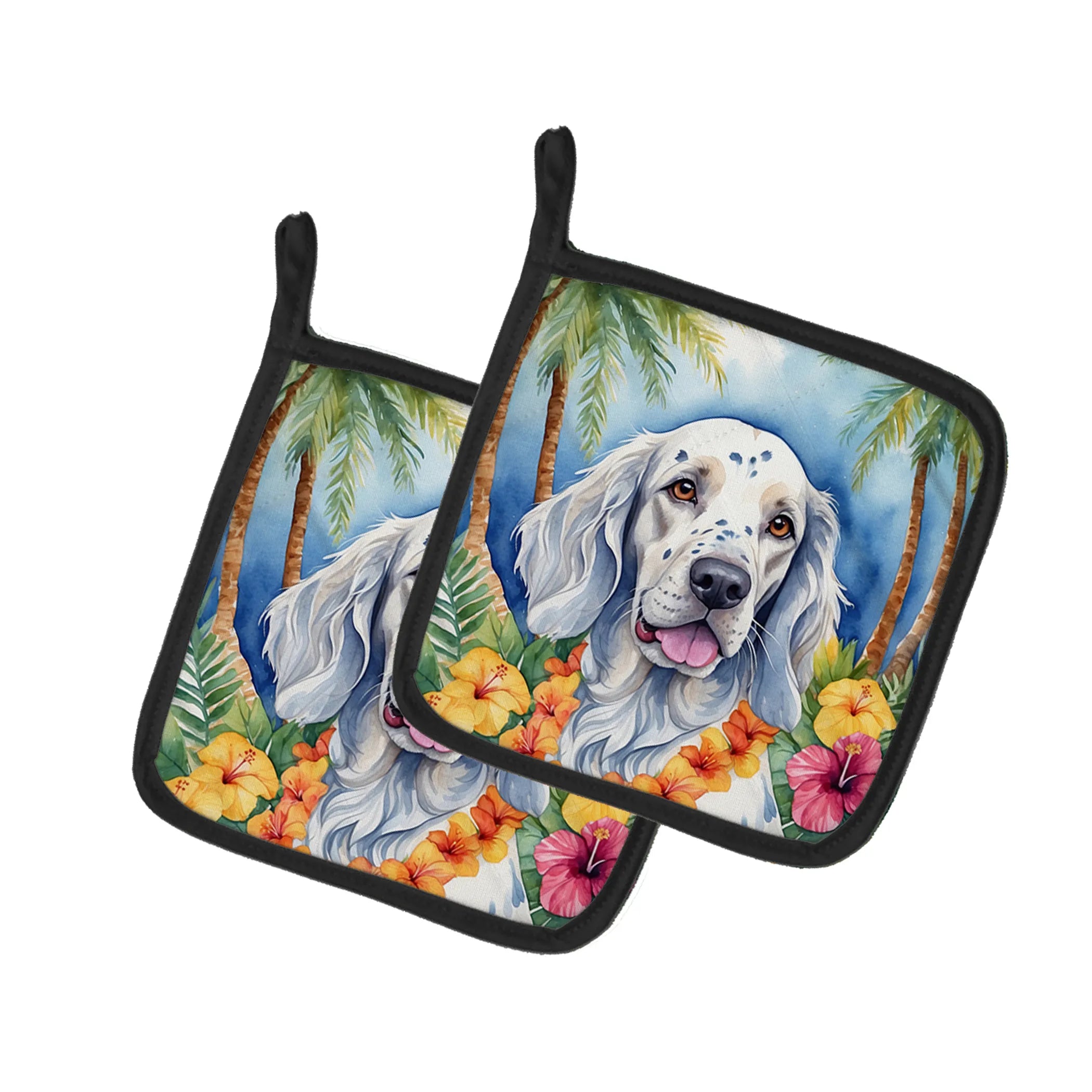 Luau Party Pair of Pot Holders - Size: 7.5HX7.5W | Pack Of: 1 | Collection name: Luau party