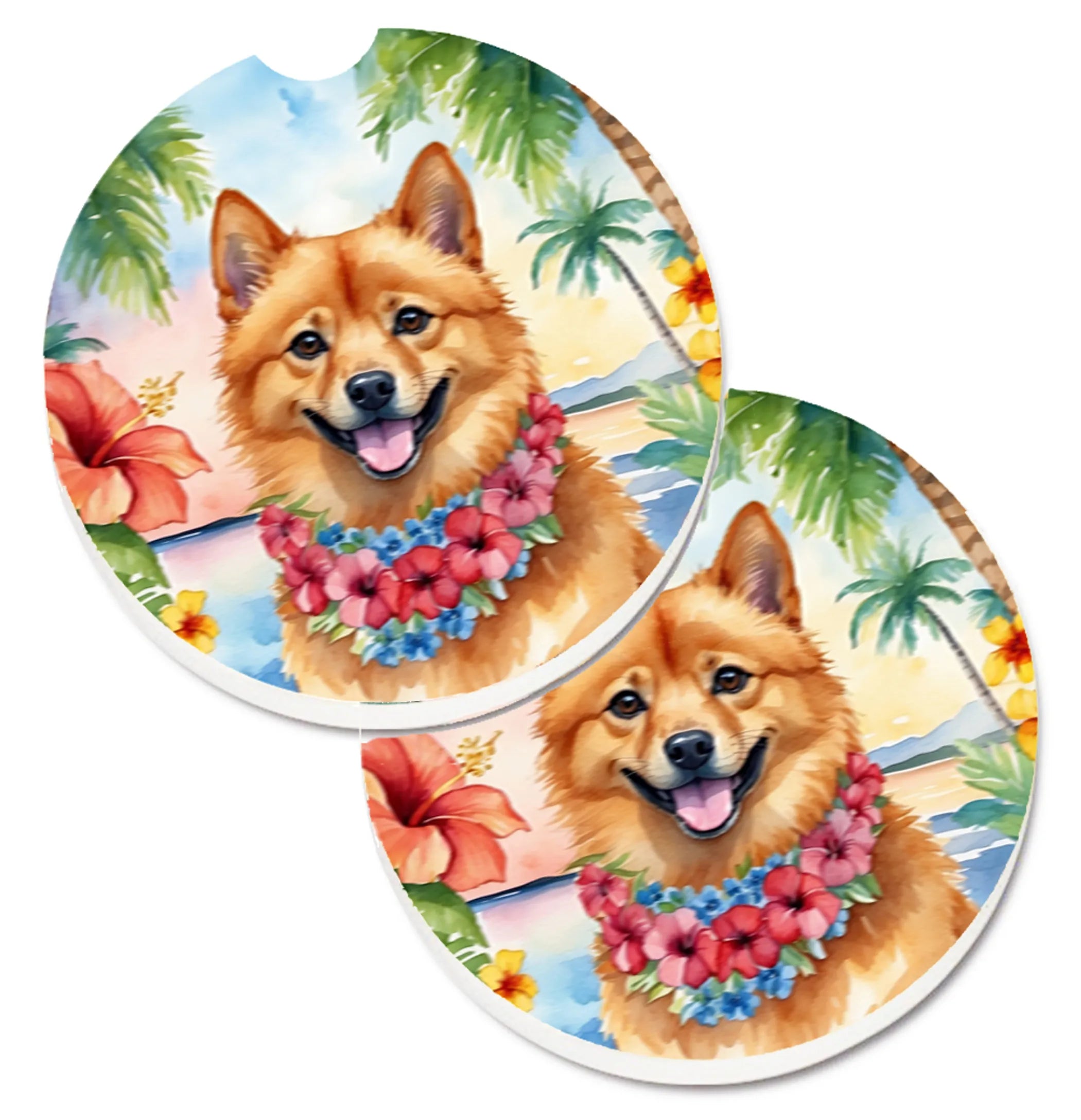 Luau Party Set of 2 Cup Holder Car Coasters - Size: 2.56 | Pack Of: 1 | Collection name: Luau party