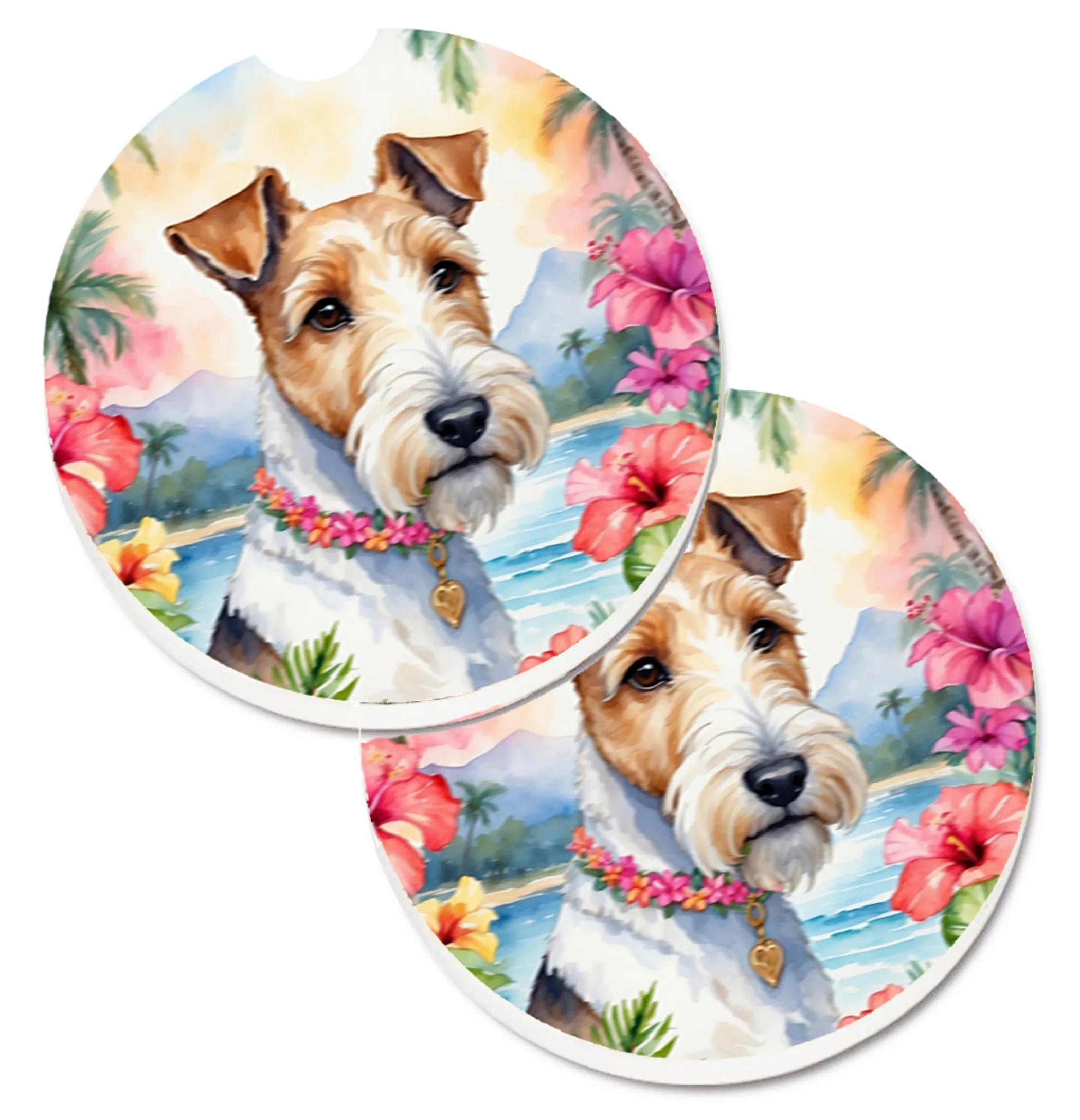 Luau Party Set of 2 Cup Holder Car Coasters - Size: 2.56 | Pack Of: 1 | Collection name: Luau party