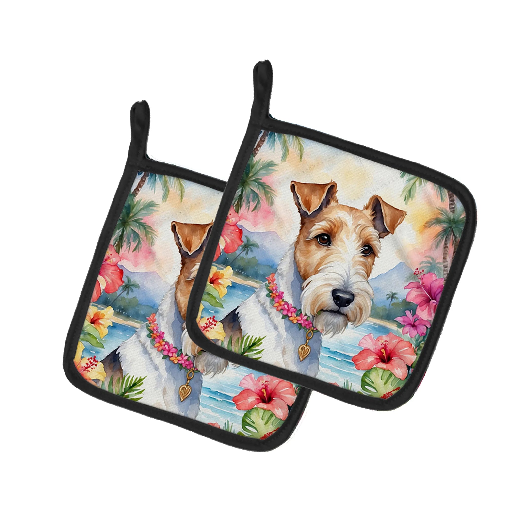 Luau Party Pair of Pot Holders - Size: 7.5HX7.5W | Pack Of: 1 | Collection name: Luau party