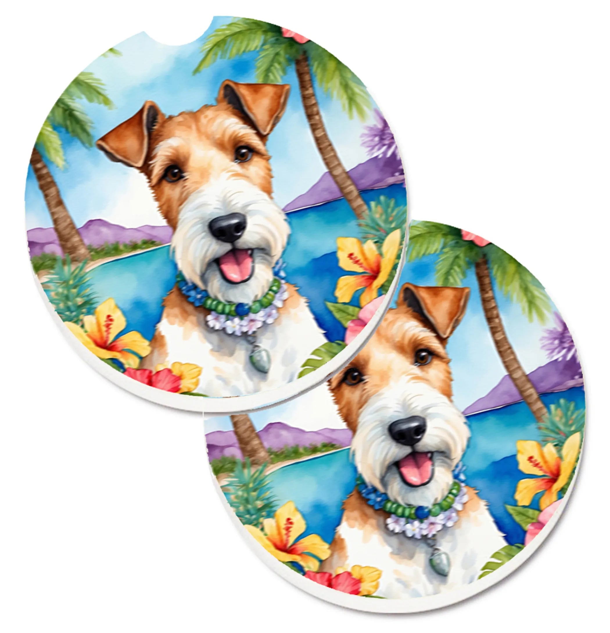 Luau Party Set of 2 Cup Holder Car Coasters - Size: 2.56 | Pack Of: 1 | Collection name: Luau party